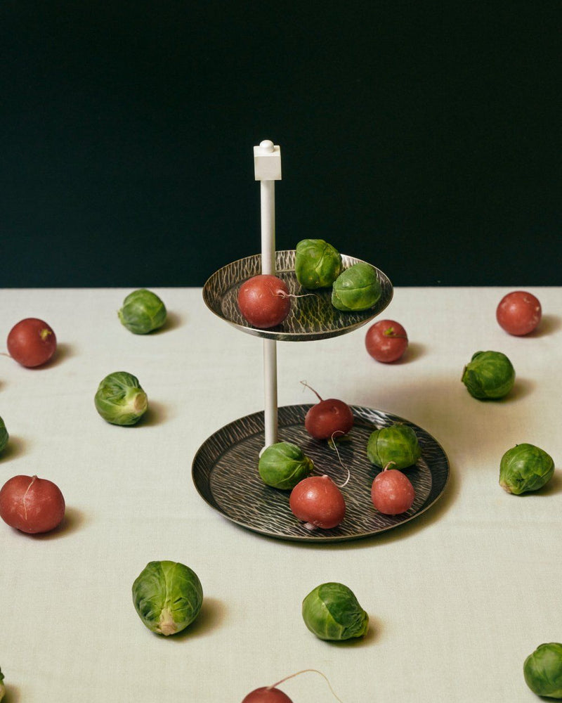 Cake Stand in Burnished White Bronze by zanetto | The Oblist — handcrafted metal design