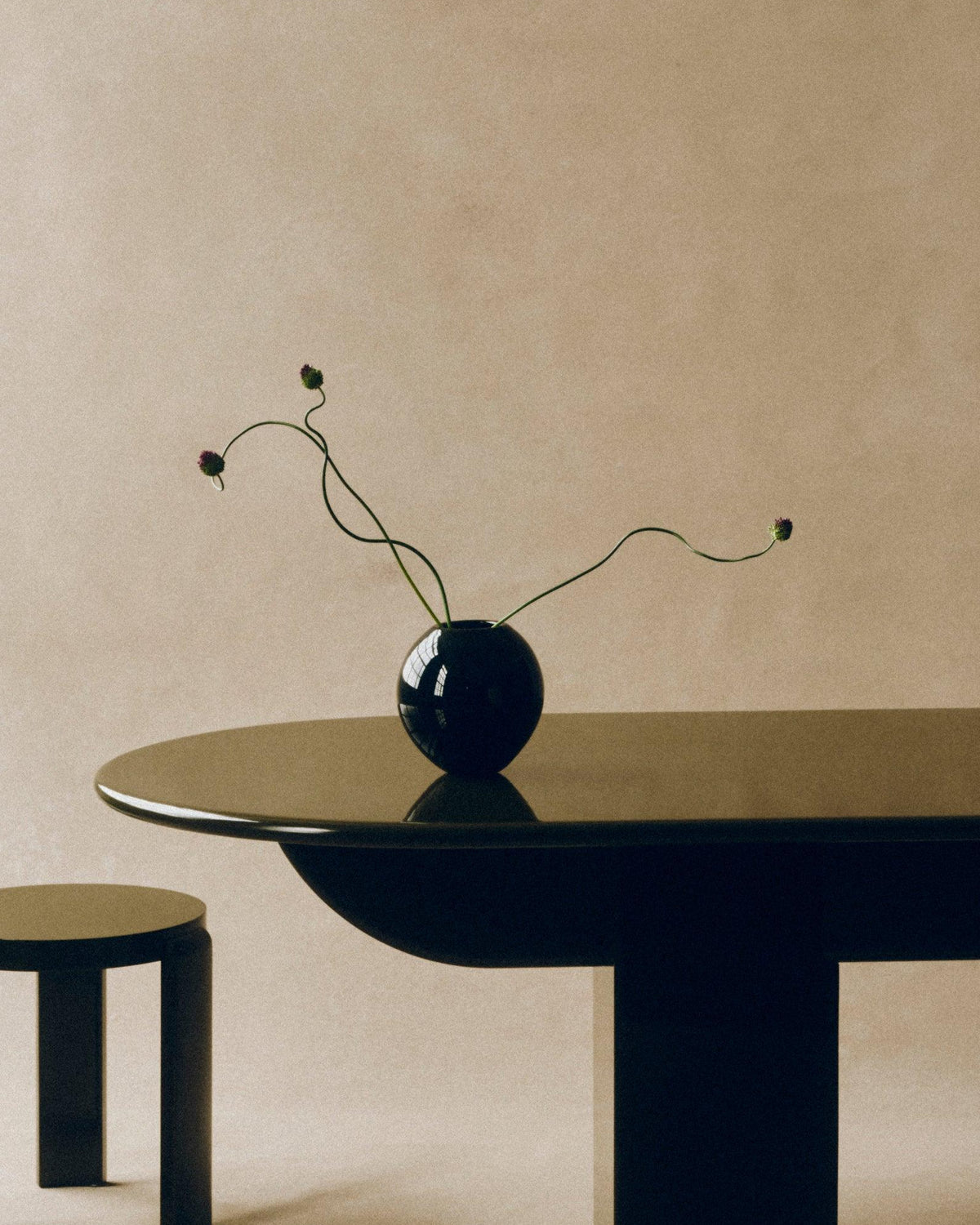 S.R. VINTAGE VASE PLAIN BLACK — lifestyle setting