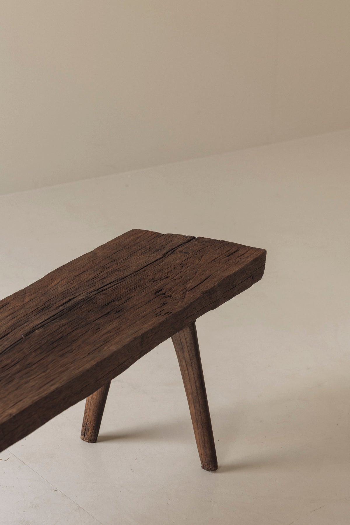 Primitive Rustic Bench in Oak, France, Early 20th Century — lifestyle setting