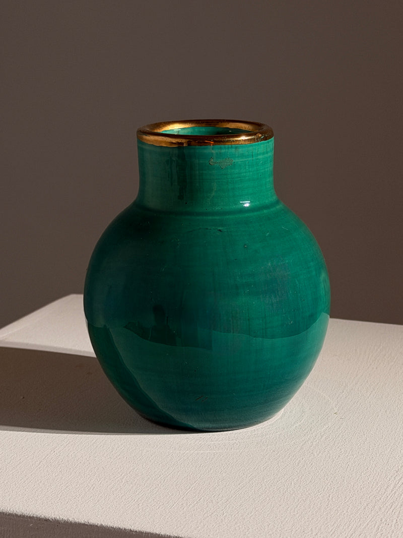 Green ceramic vase by Les Potiers d'Accolay, circa 1970 by Figuresdesign | The Oblist