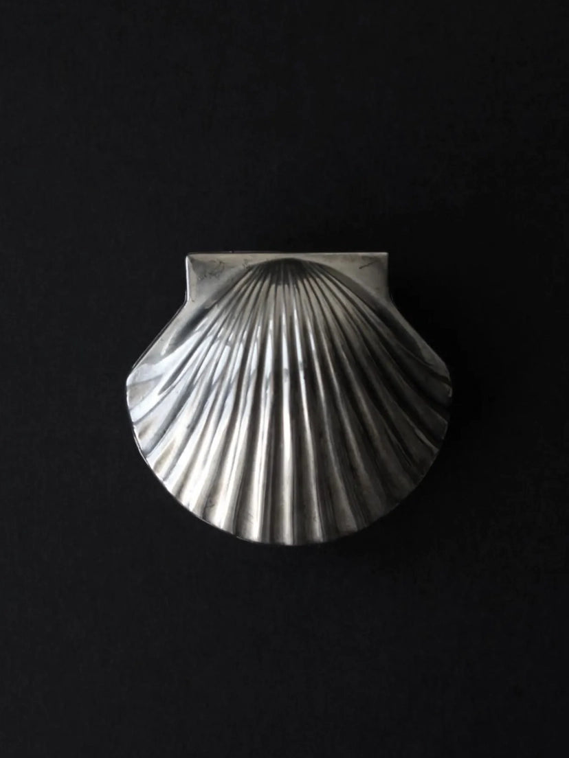Edwardian Sterling Silver Plated Shell Pill Box by Blisse | The Oblist