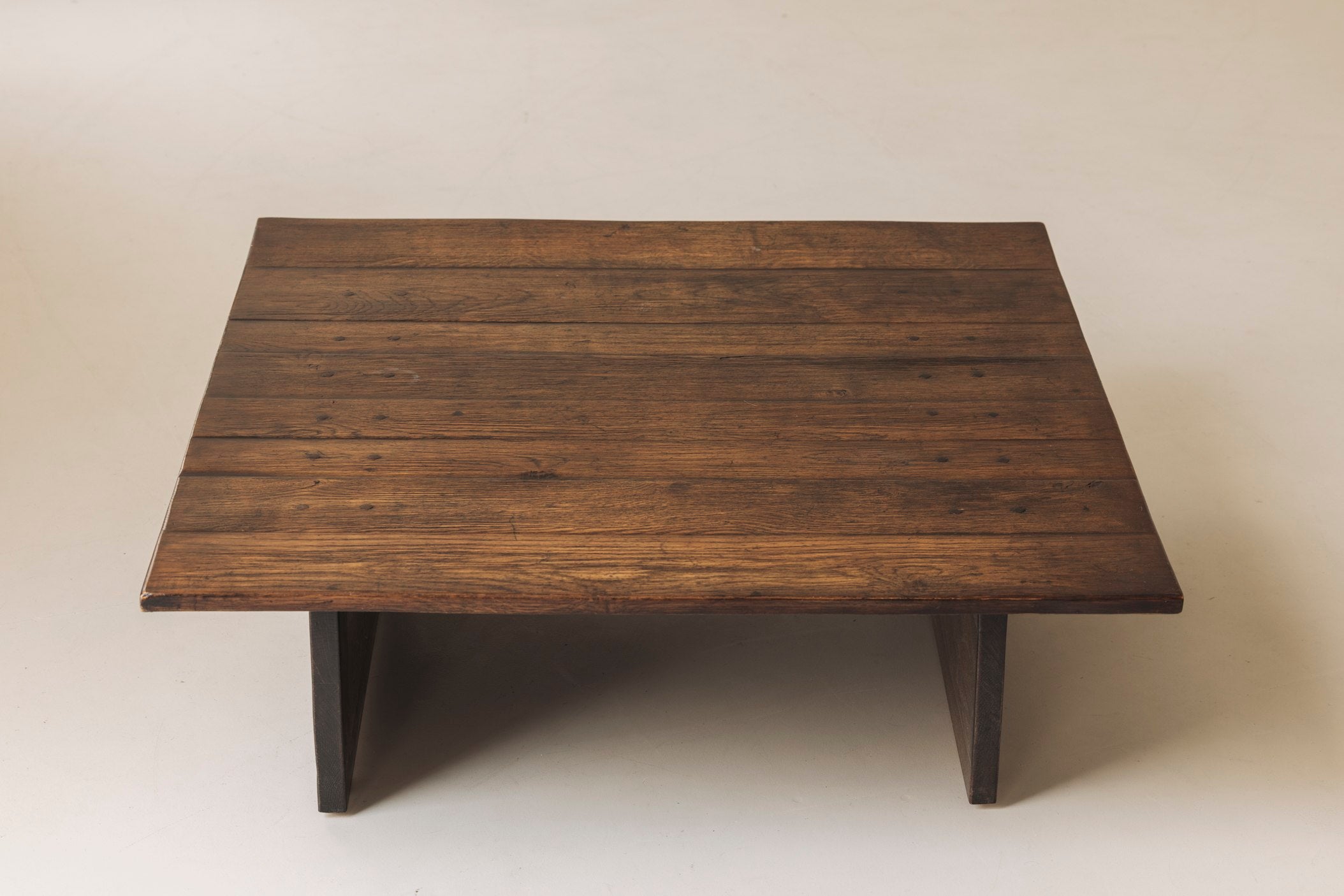 French Brutalist Square Coffee Table, 1970s — close-up
