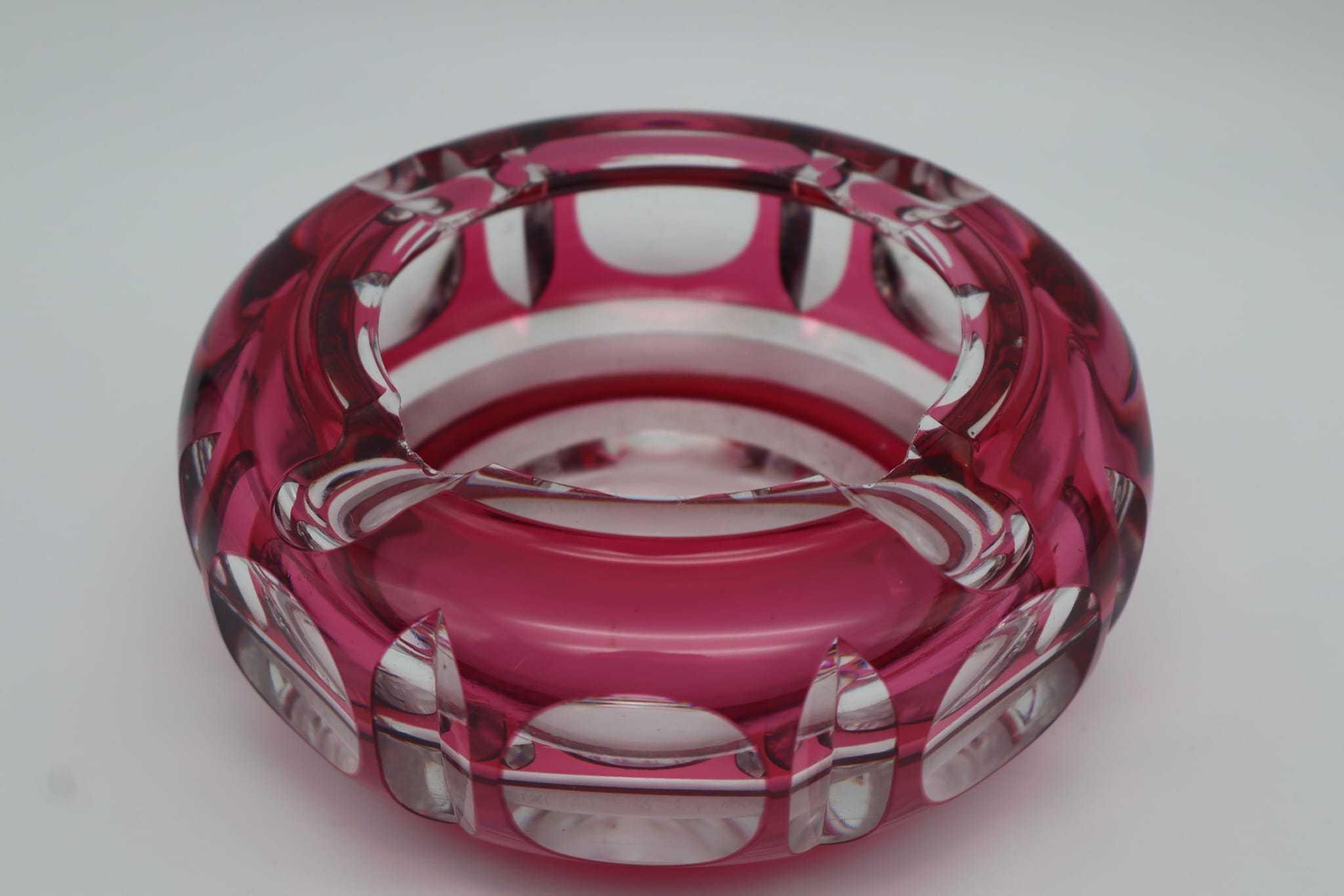 Val Saint Lambert Crystal Ashtray – Faceted Belgian Elegance — lifestyle setting