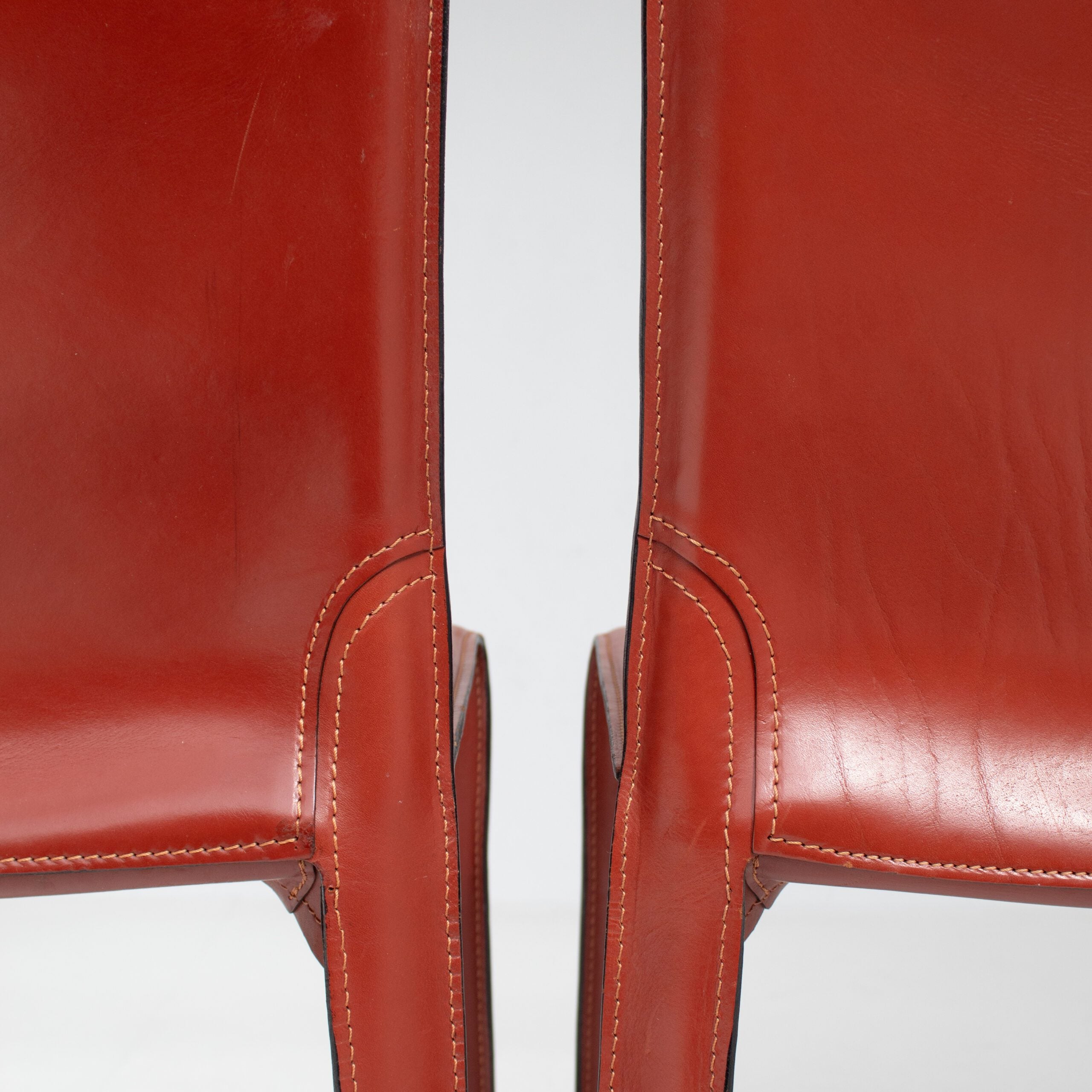 Mario Bellini Cab Chairs for Cassina in Red Leather — view 10