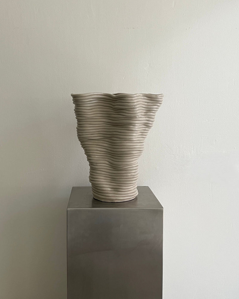 Handsculpted Ceramic Vase Greige Tall by 2222Studio | The Oblist