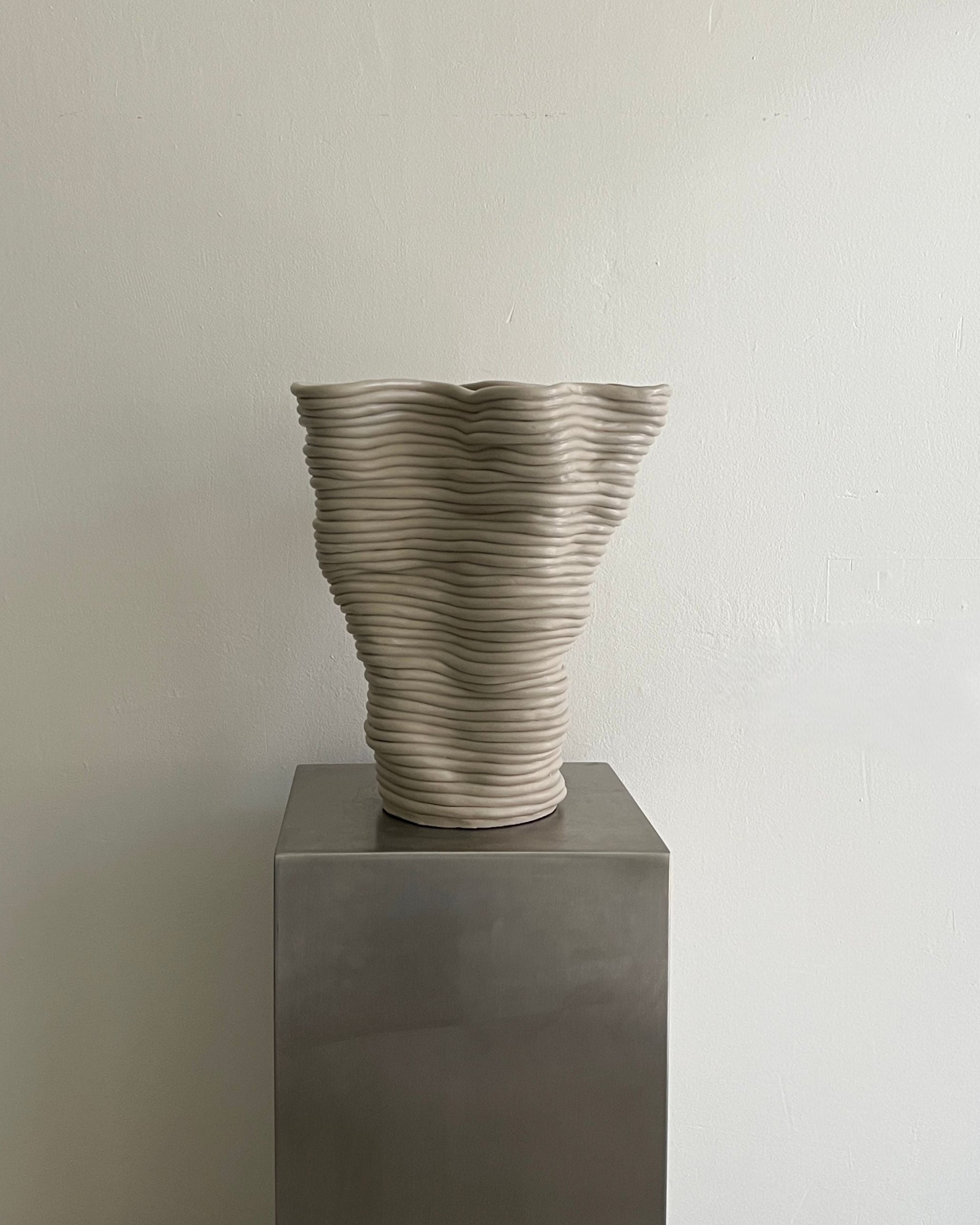Handsculpted Ceramic Vase Greige Tall by 2222Studio | The Oblist