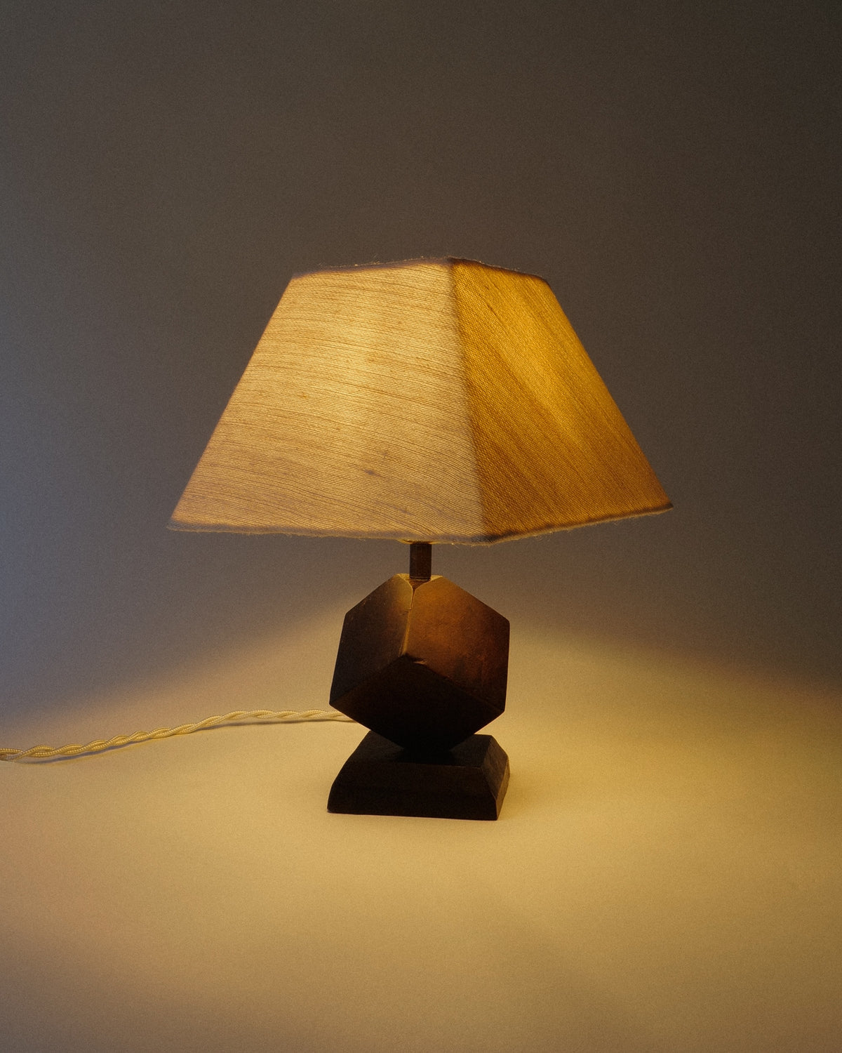 Geometric Wood Lamp France 1950s — side angle