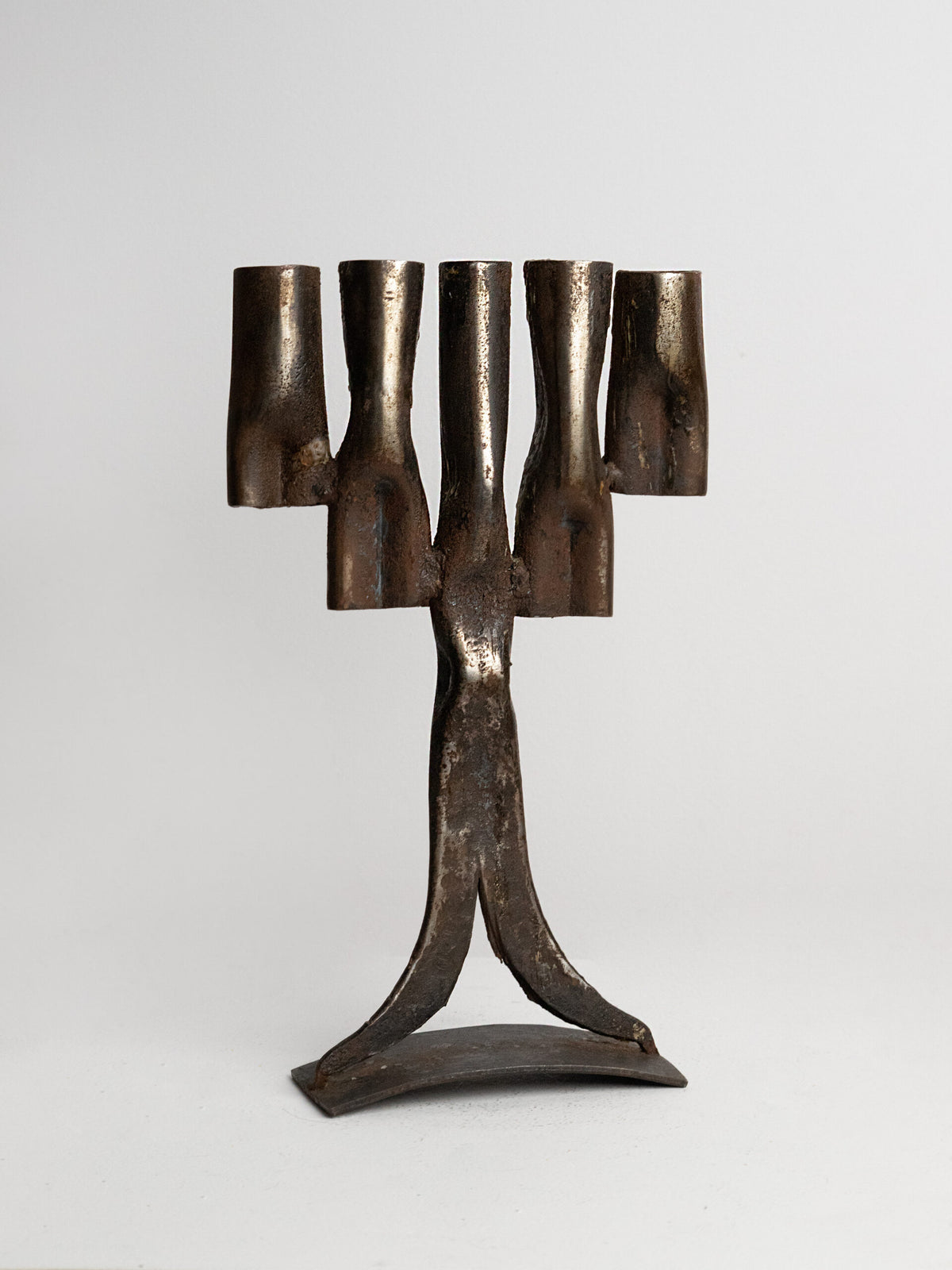 Tree-Form Brutalist Candelabra in Welded Iron, Five Arms, 1960s–1970s by Studio Ecubed | The Oblist