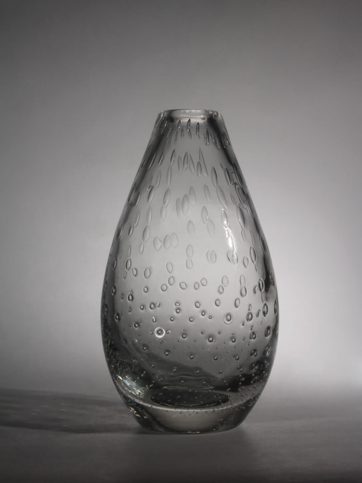 Hirschberg Crystal Teardrop Bubbles Vase, 1960, Germany — side angle