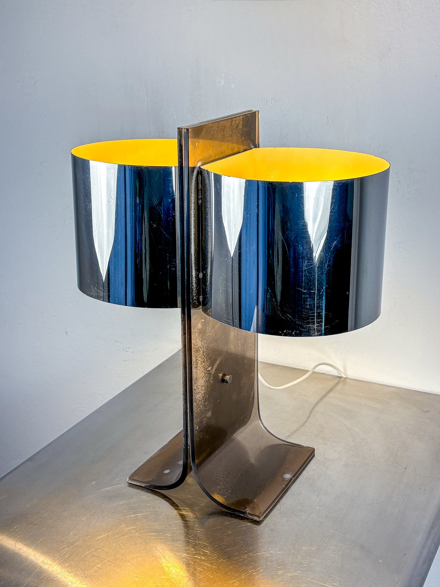 Lucite and Chrome Table Lamp Attributed to Gianfranco Fini & Fabrizio Cocchi, Italy 1970s — lifestyle setting