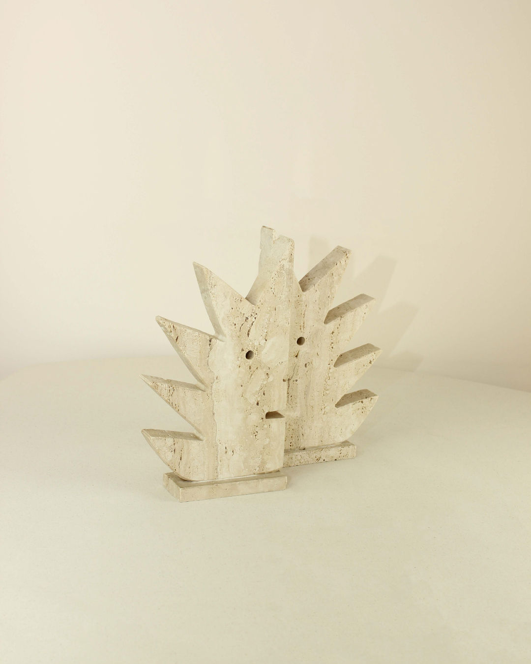 Pair of Travertine Bookends by Fratelli Mannelli — top view showing textured stone design