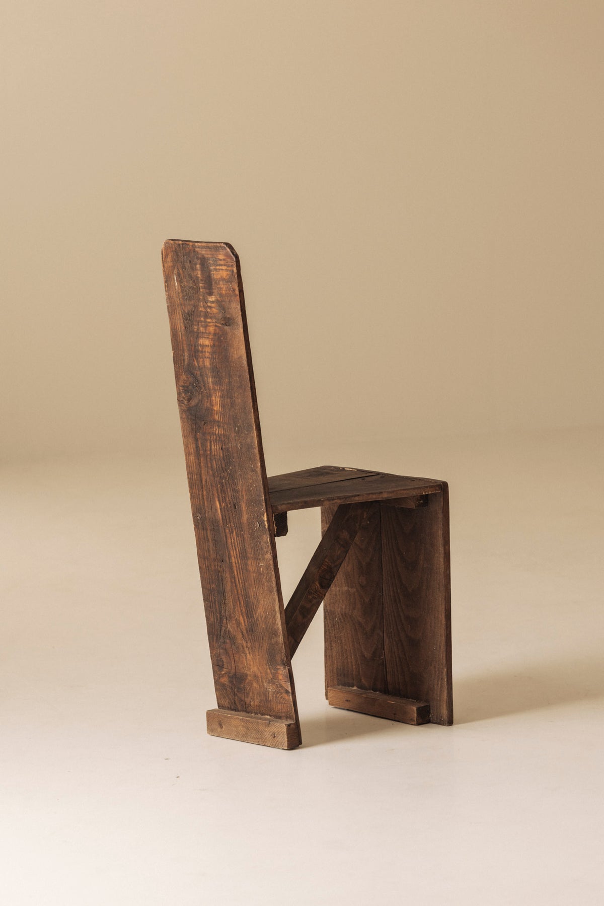 Set of 3 Primitive French Wooden Chairs, 1940s–1950s — in context