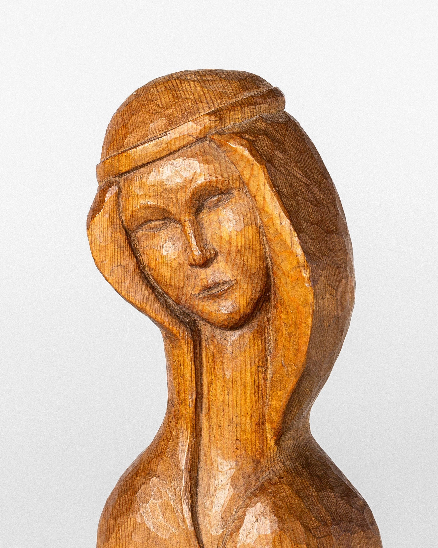 Hand-Carved Wooden Sculpture, 1960s — side angle highlighting grain detail