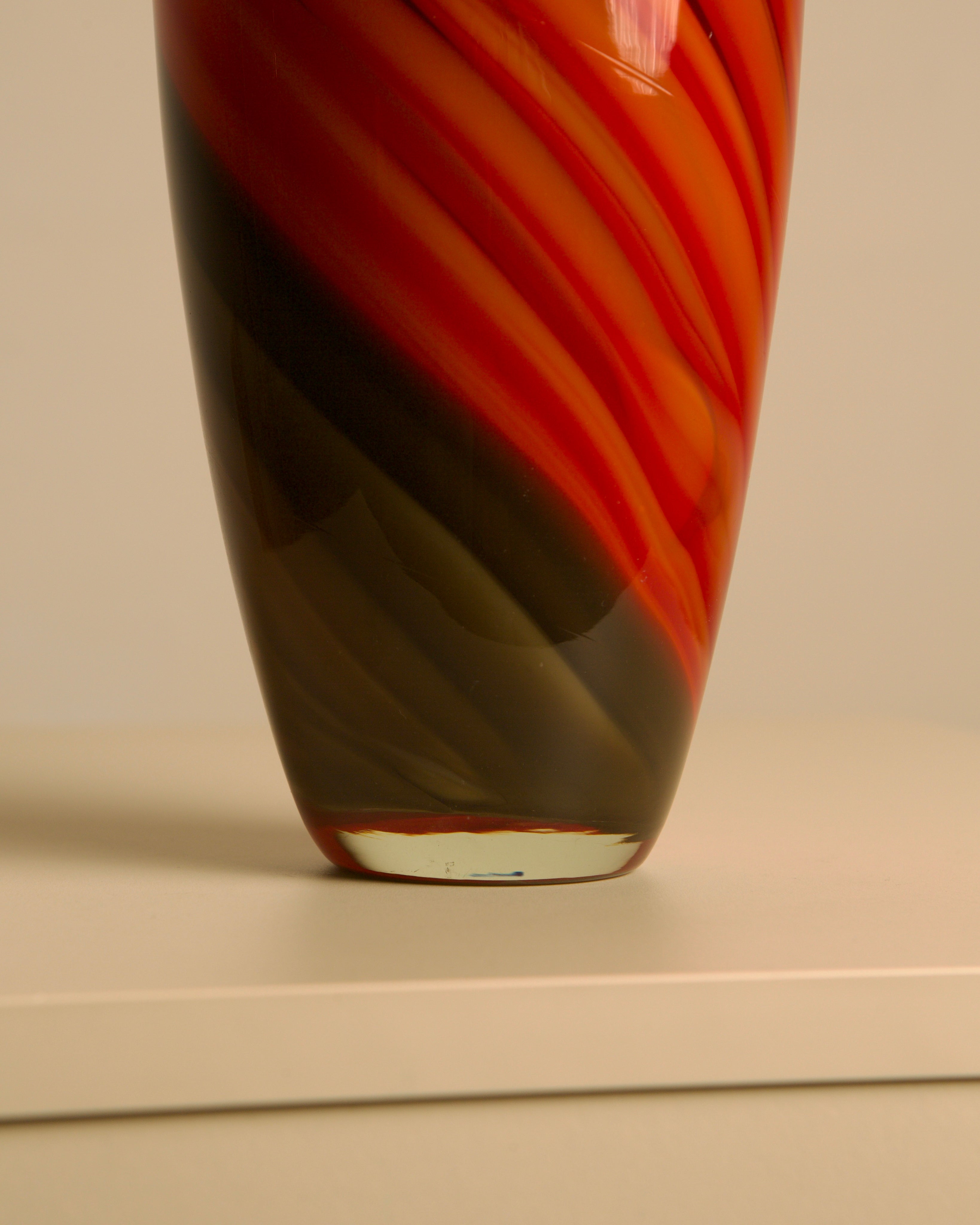 80s Italian Murano Glass Fire Draped Vase — side angle