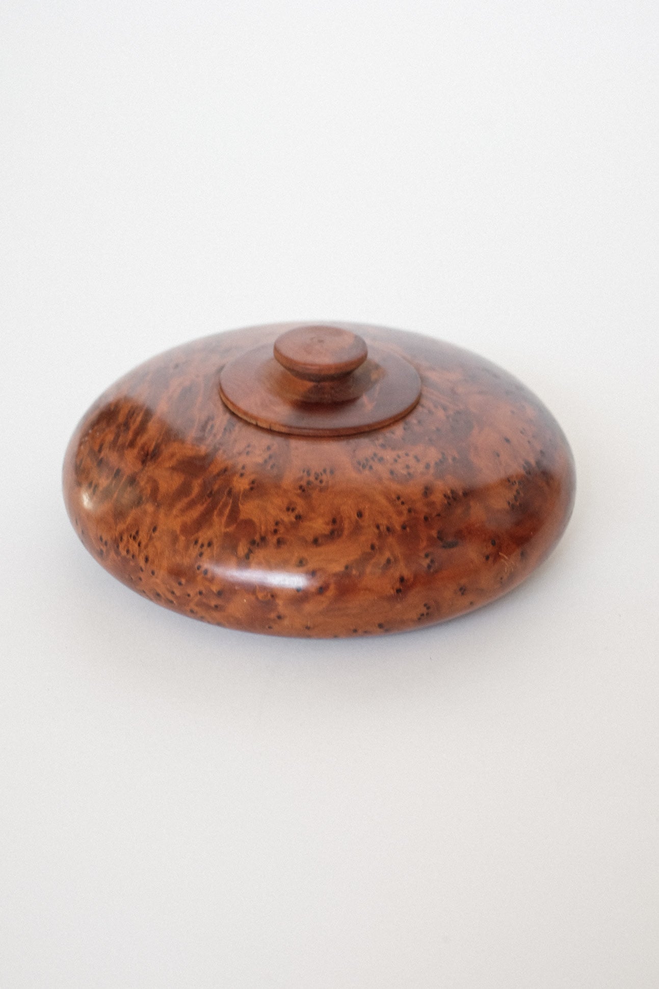 Handcrafted Burl Wood Box — detail view