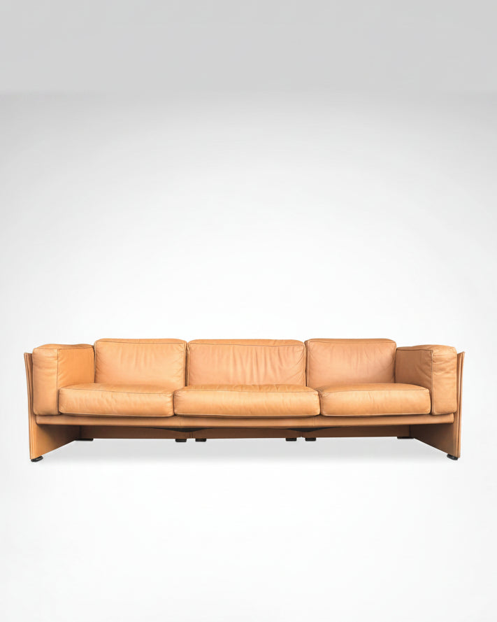 Duc Camel Leather 3-Seater Sofa by Mario Bellini for Cassina, 1990s — lifestyle setting