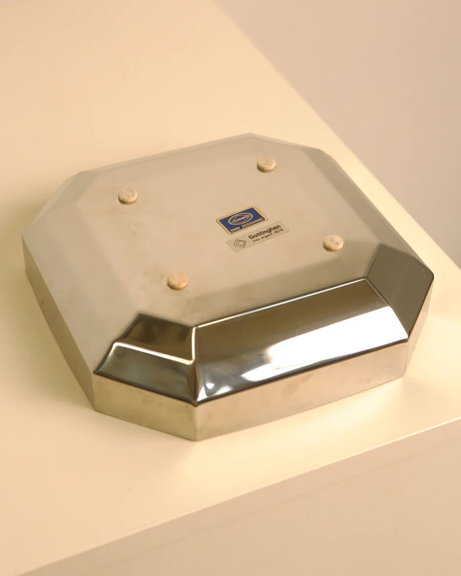 Large Italian steel vide-poche with octagonal design, bottom view