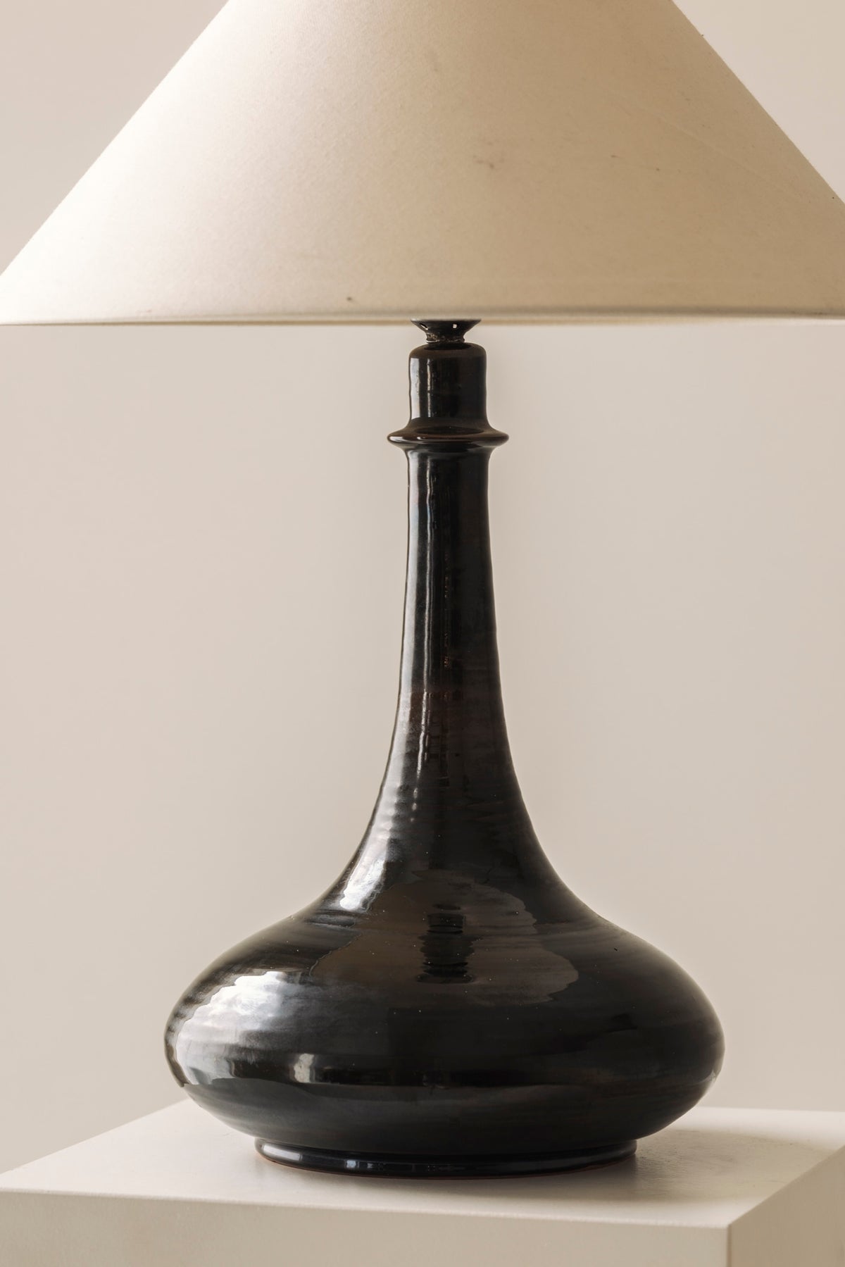 Elegant Set of Two identical French Ceramic Table Lamps, 1960s — lifestyle setting