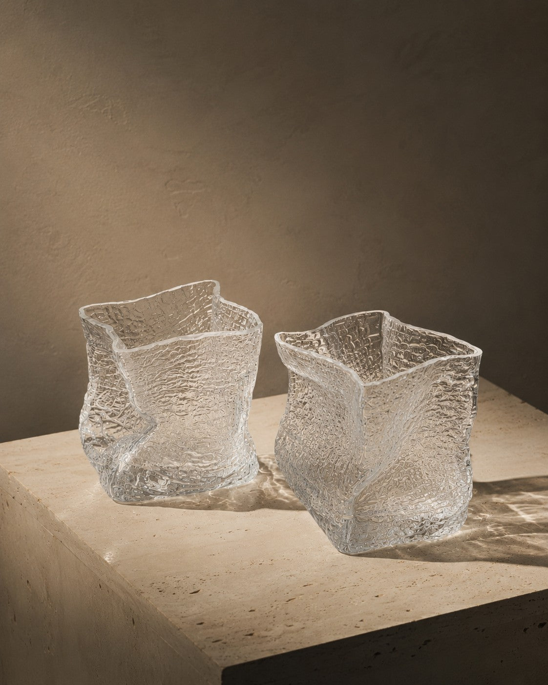 Sculptural Textured Glass Cups, Set of 2 by HOMA | The Oblist