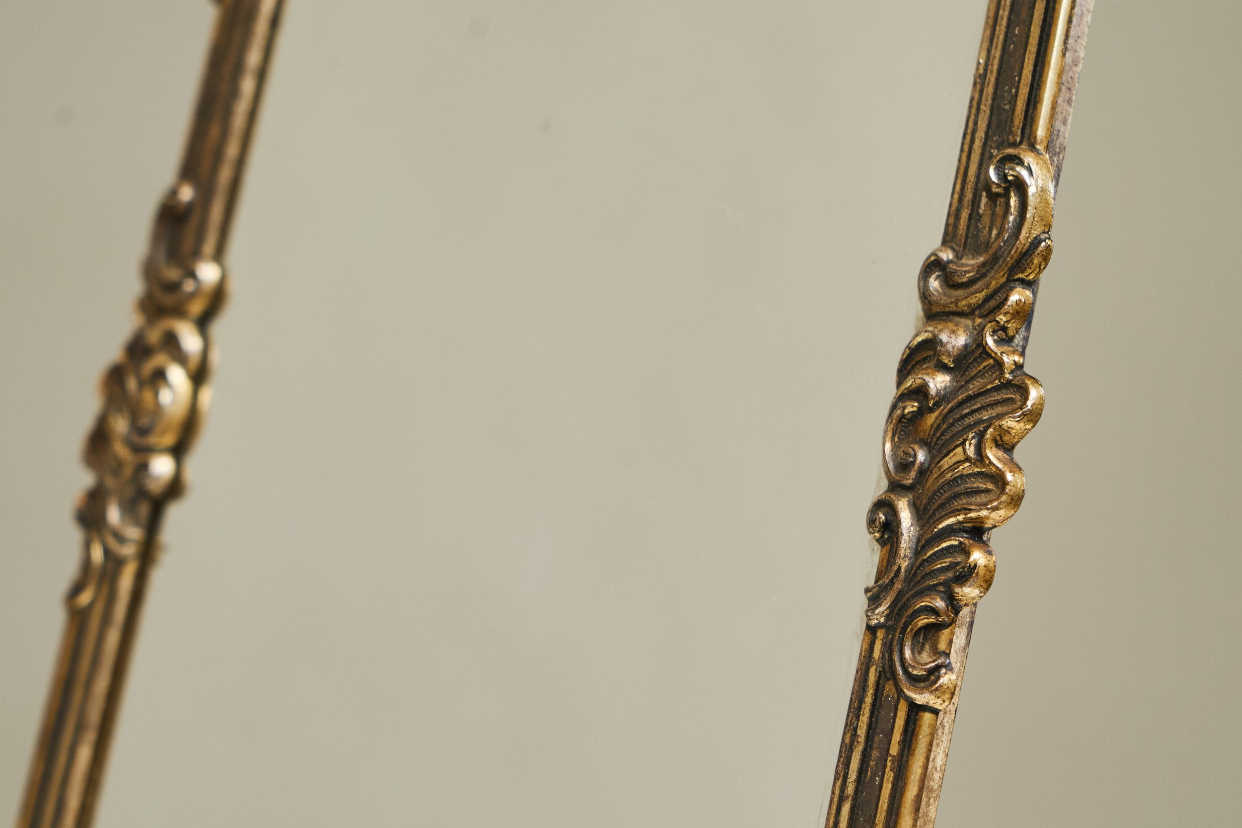 Ornate Italian Table Mirror in Patinated Silver Plated Brass, Mid 20th Century — alternate view