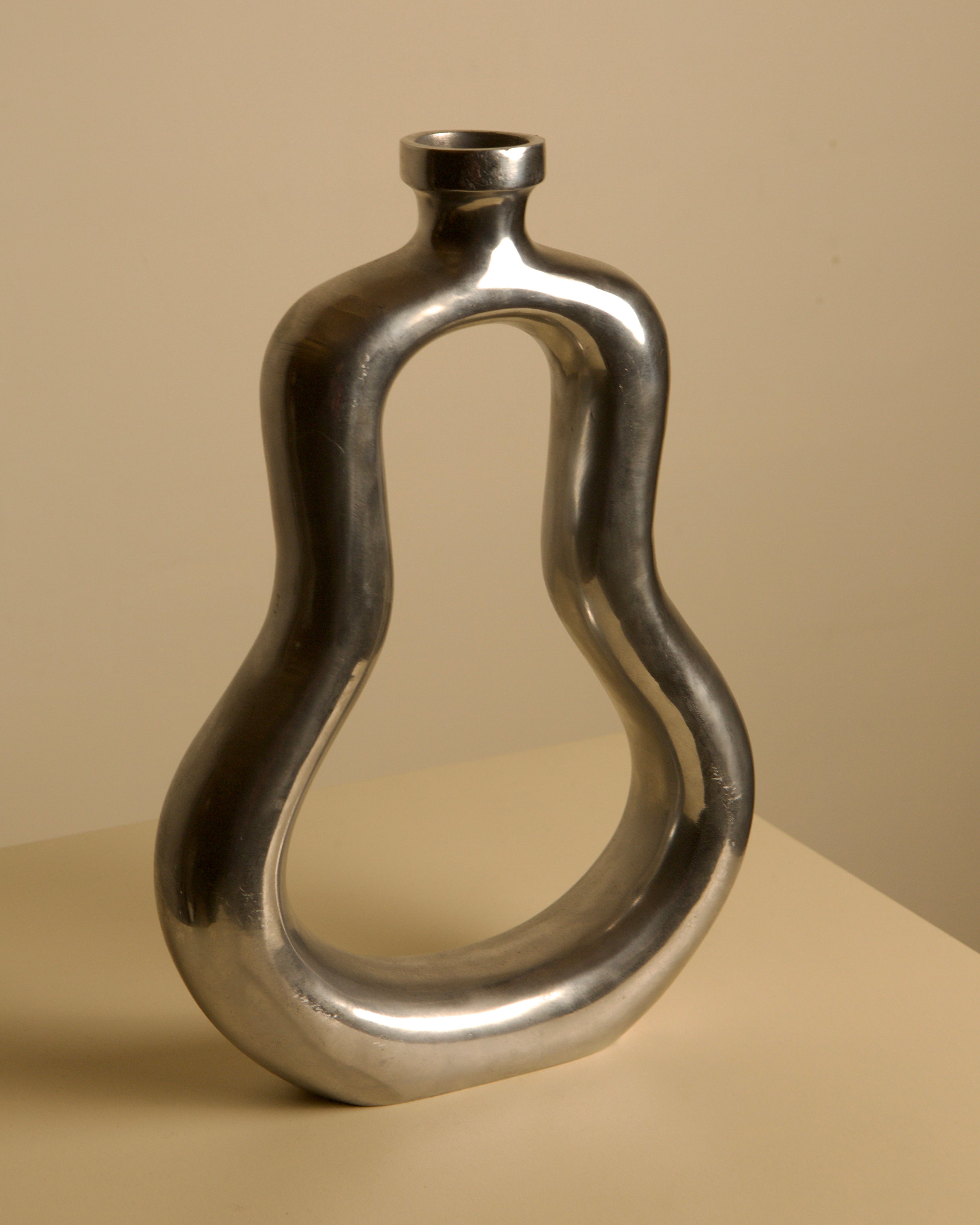 Italian cast aluminum vase 80's by Treaptyque