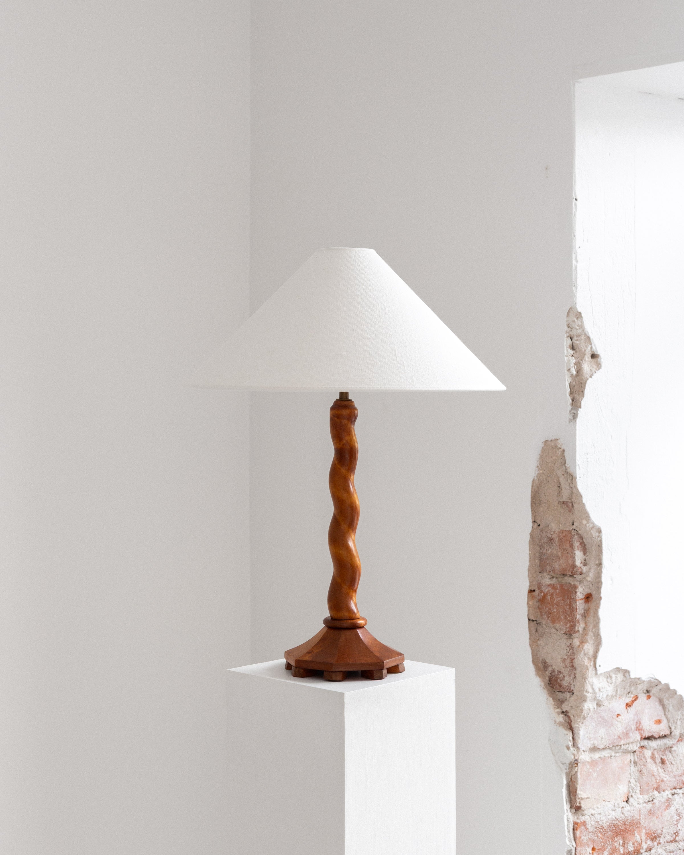 Hand-Carved Swedish Table Lamp, 1943 — lifestyle setting
