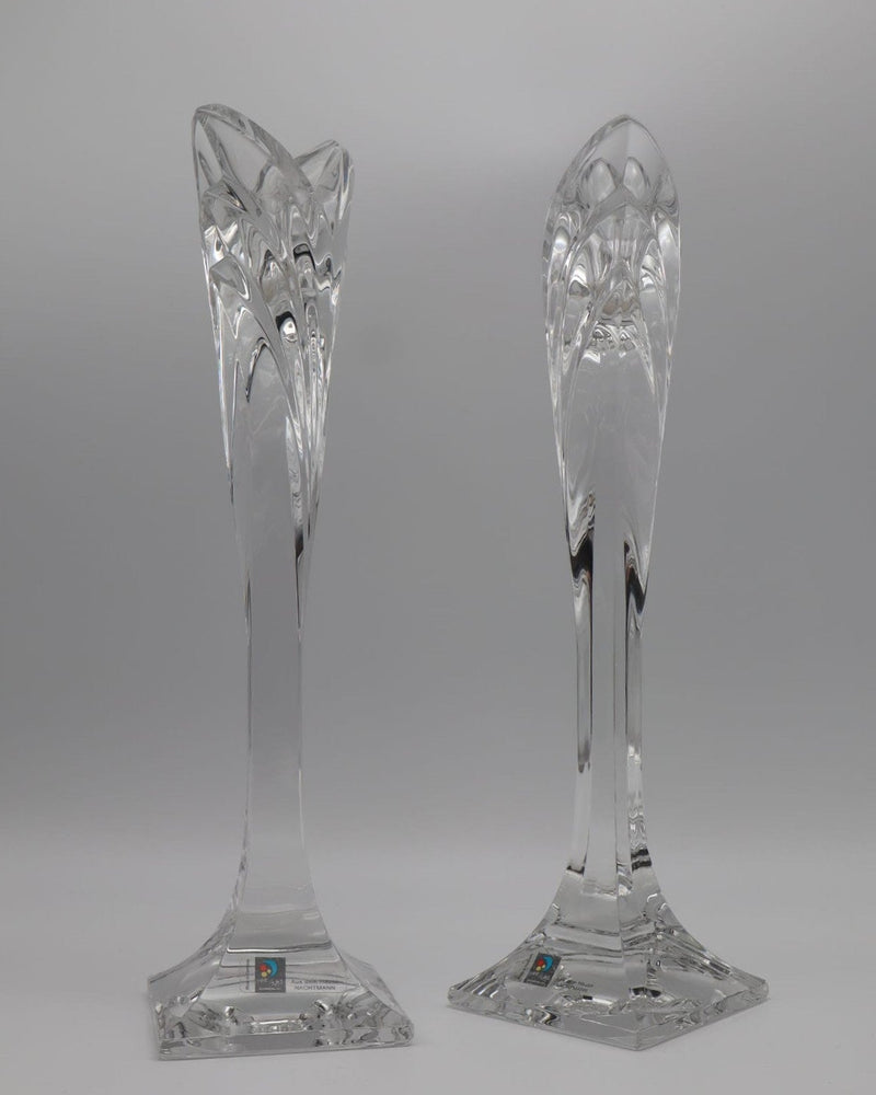 Pair of Mid-Century Modern ‘Marc Aurel’ Crystal Candlesticks by Nachtmann – 1980s/1990s — detail view