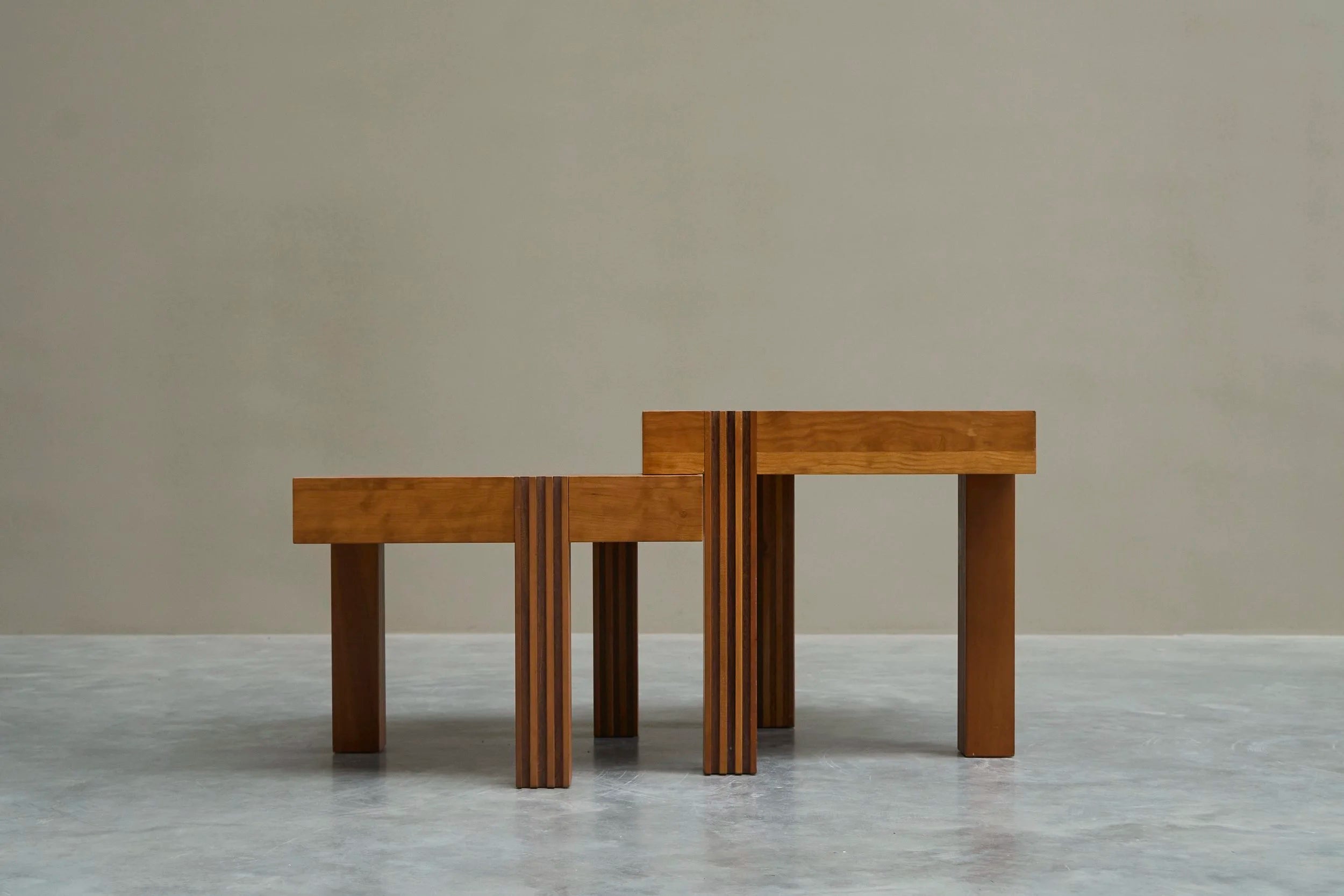 Architectural Set of Sectional Coffee or Side Tables 1980s — close-up