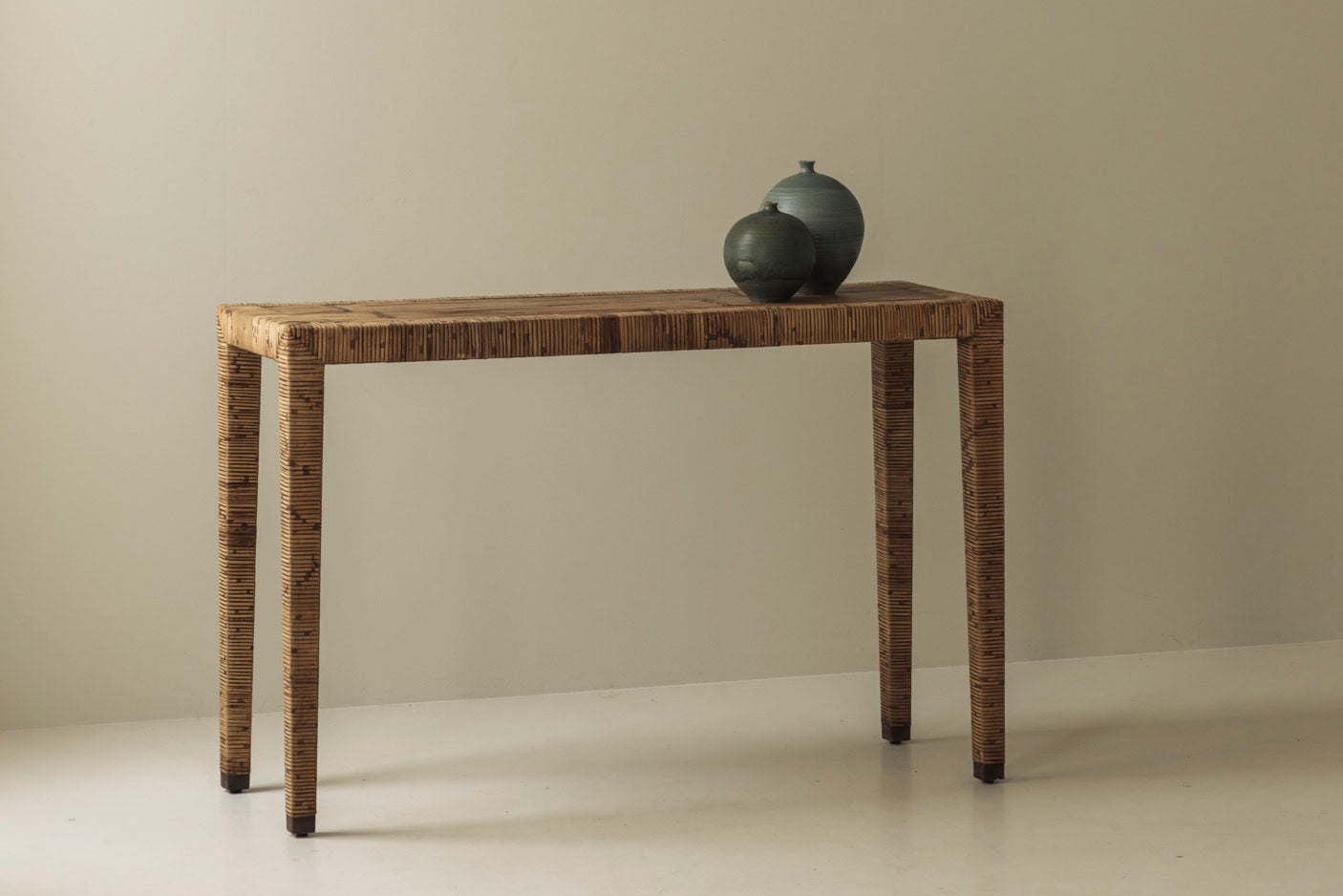 Exceptional French Rattan Wrapped Console Table, 1970s by Modern Living | The Oblist