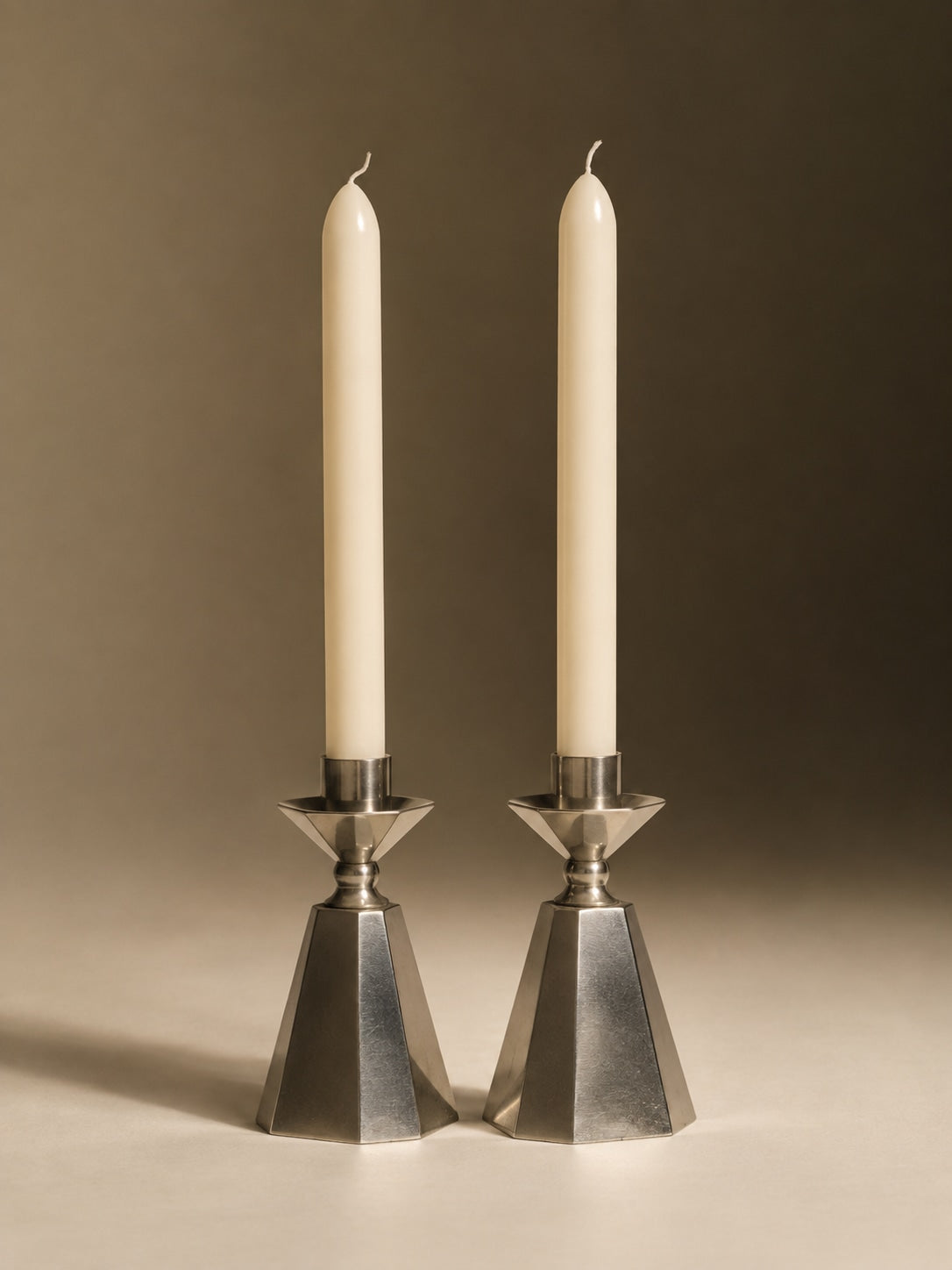 Pair of GAB Tenn Faceted Pewter Candlesticks | Sweden 1960 by Trove Paris | The Oblist