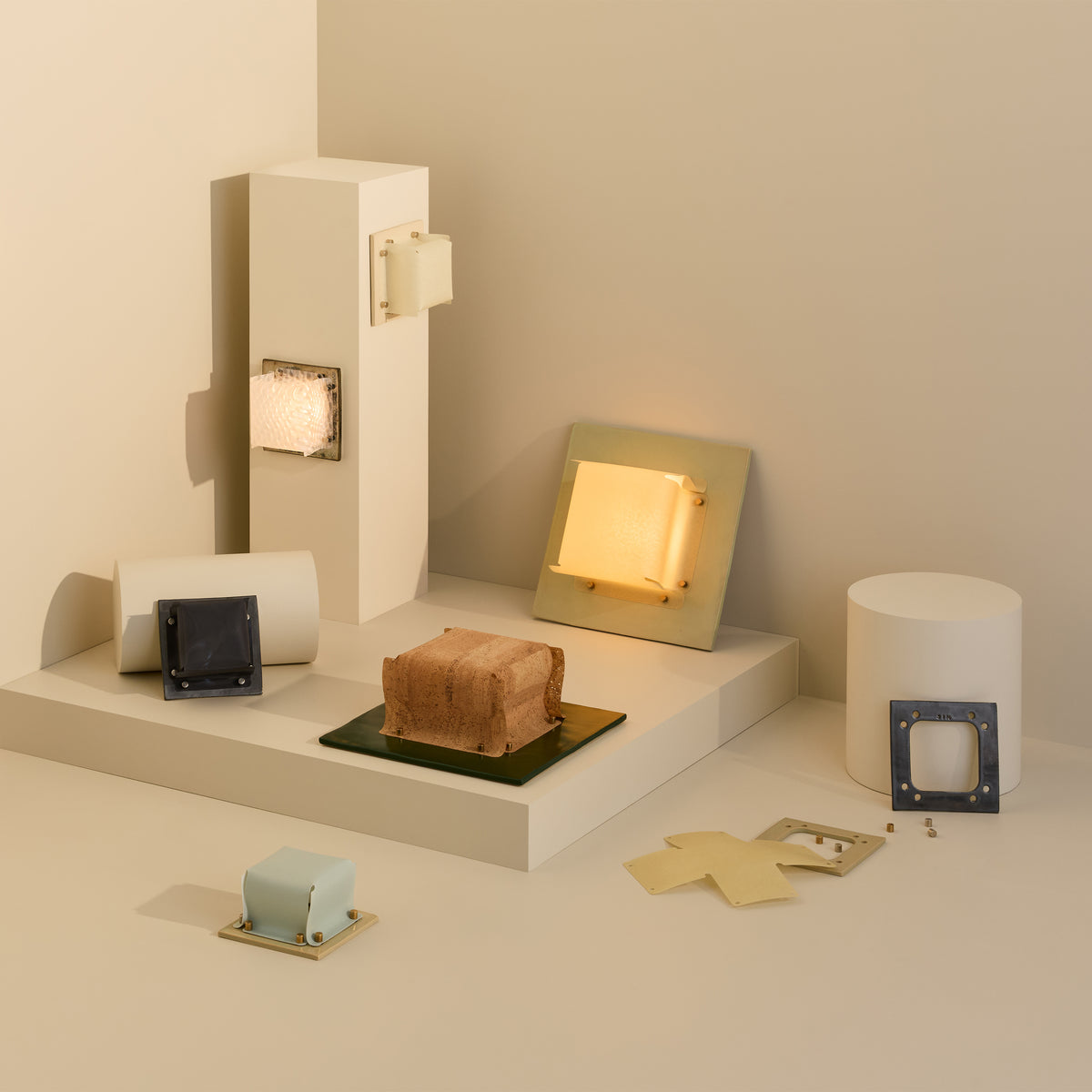 Field Square Mini Sconce, Graphite / Moire — lifestyle setting
