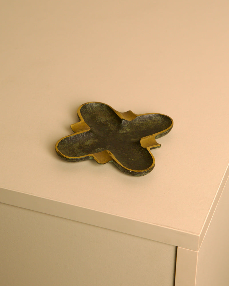 Italian Bronze Ashtray, 1940s — close-up on textured bronze surface