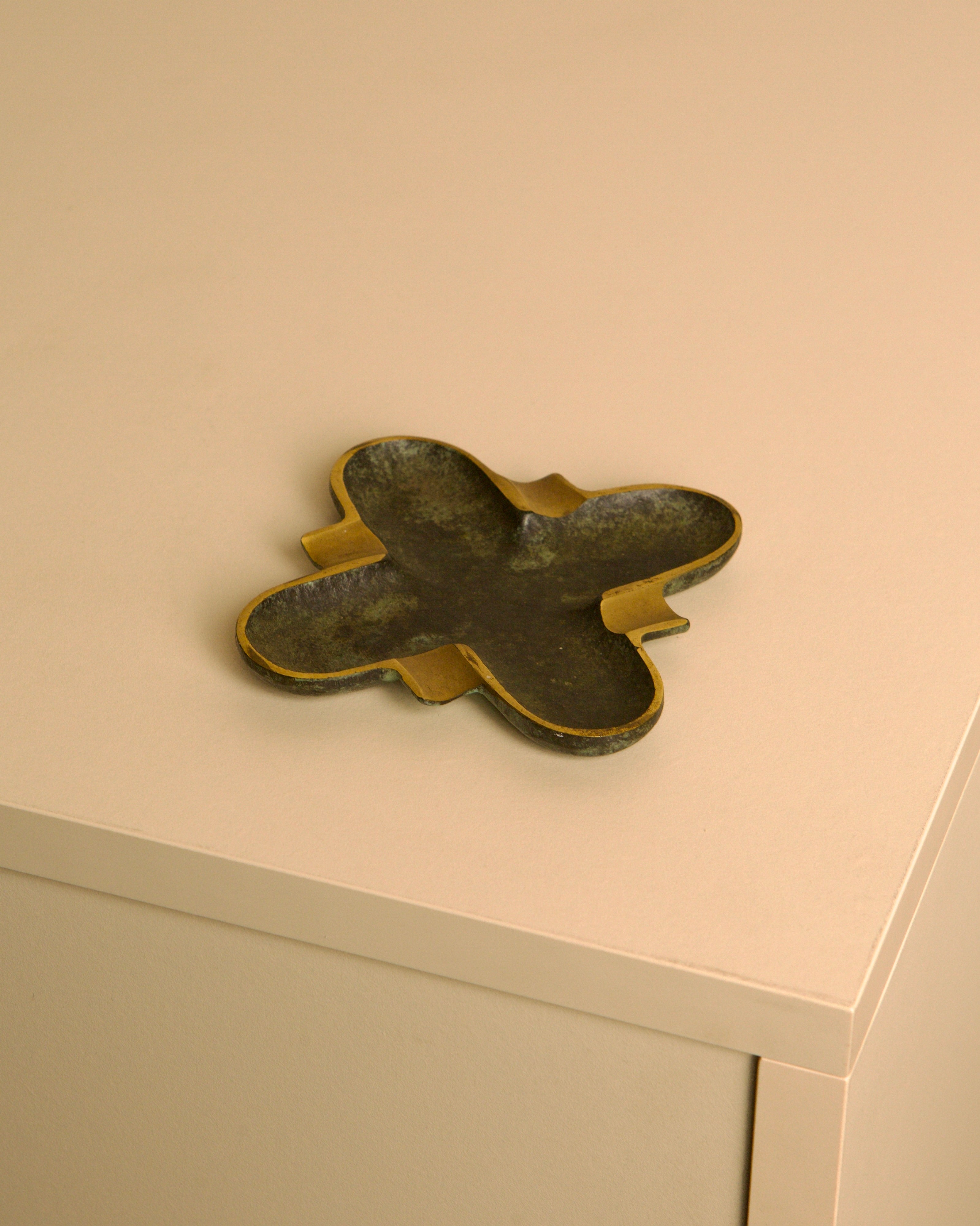 Italian Bronze Ashtray, 1940s — close-up on textured bronze surface