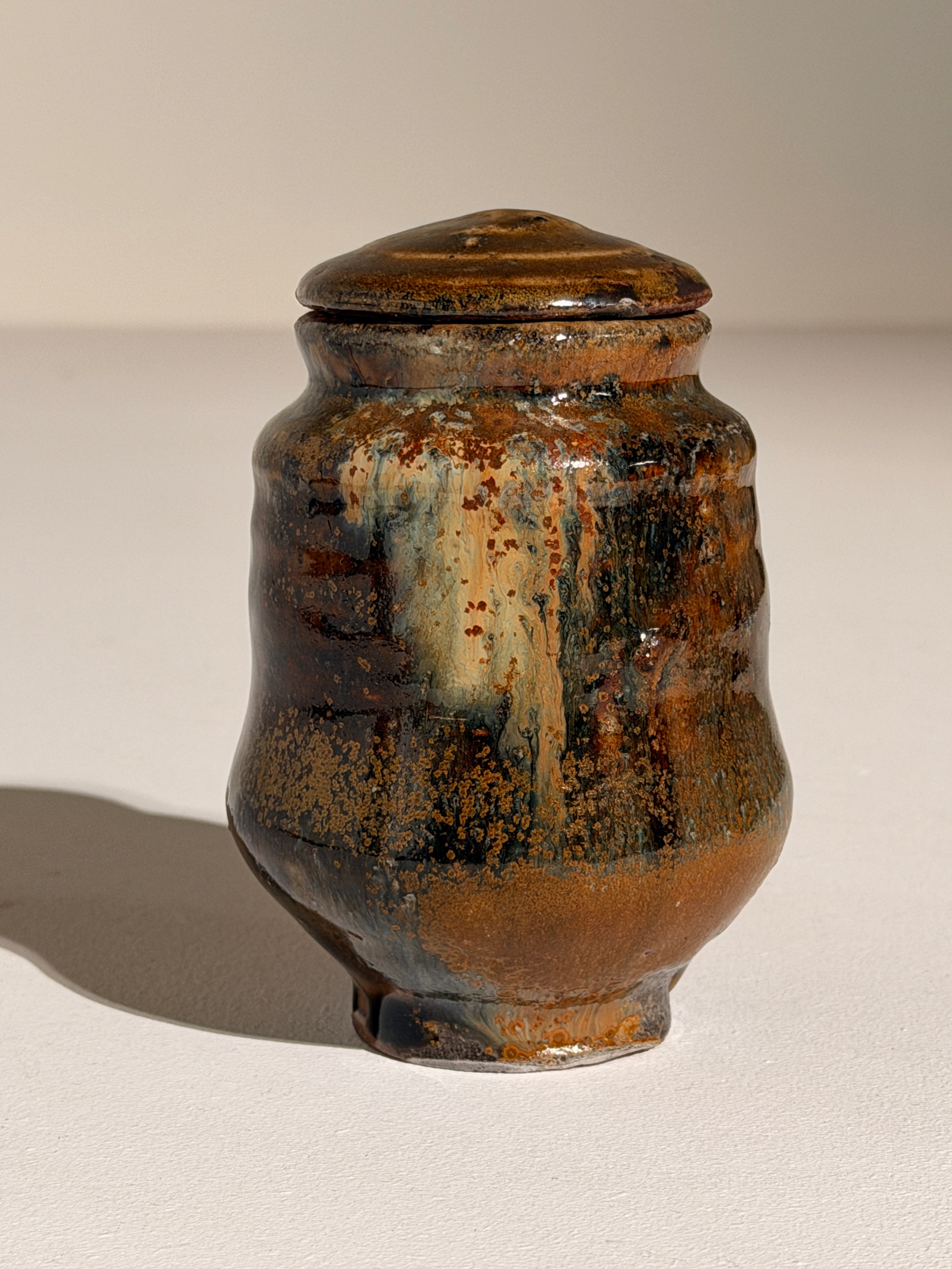 Covered glazed stoneware pot, France, circa 1960–1970. by Figuresdesign | The Oblist
