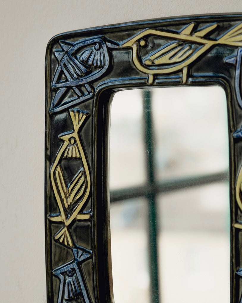 Miroir suédois des années 1950 par Lisa Larson