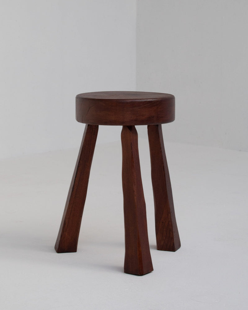 Round Wooden Stool by Malata Antwerp | The Oblist — handcrafted dark wood design