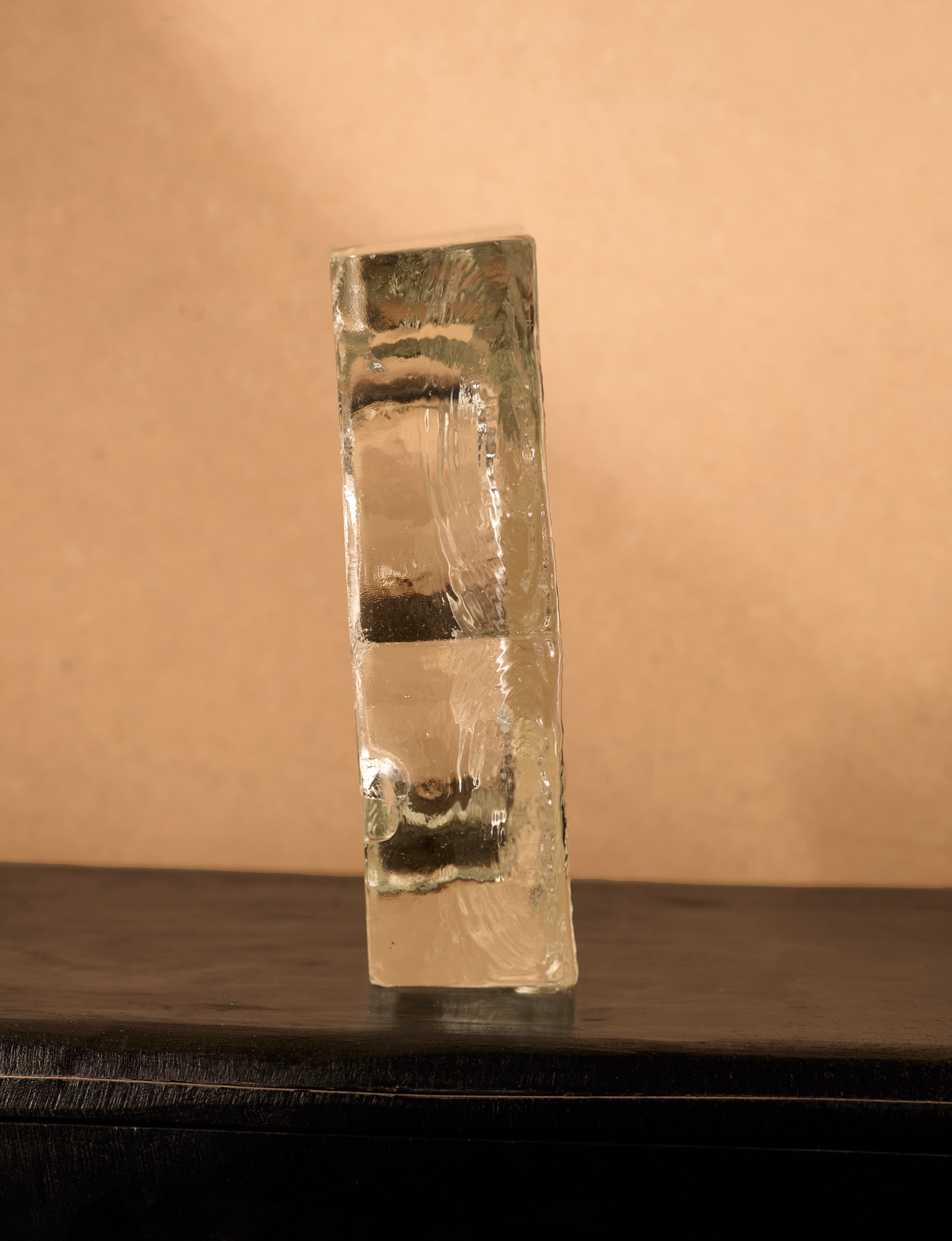 Vintage Scandinavian Ashtray in Glass and Clear Glass — back view on dark surface