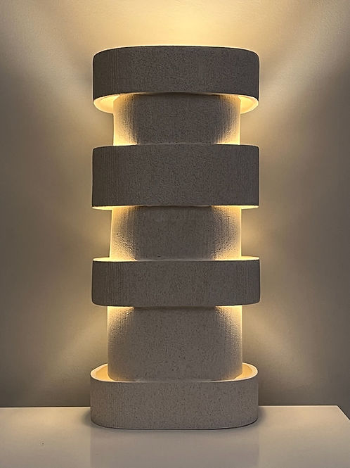 Contemporary Table Lamp in Ceramic — close-up of textured white ceramic surface