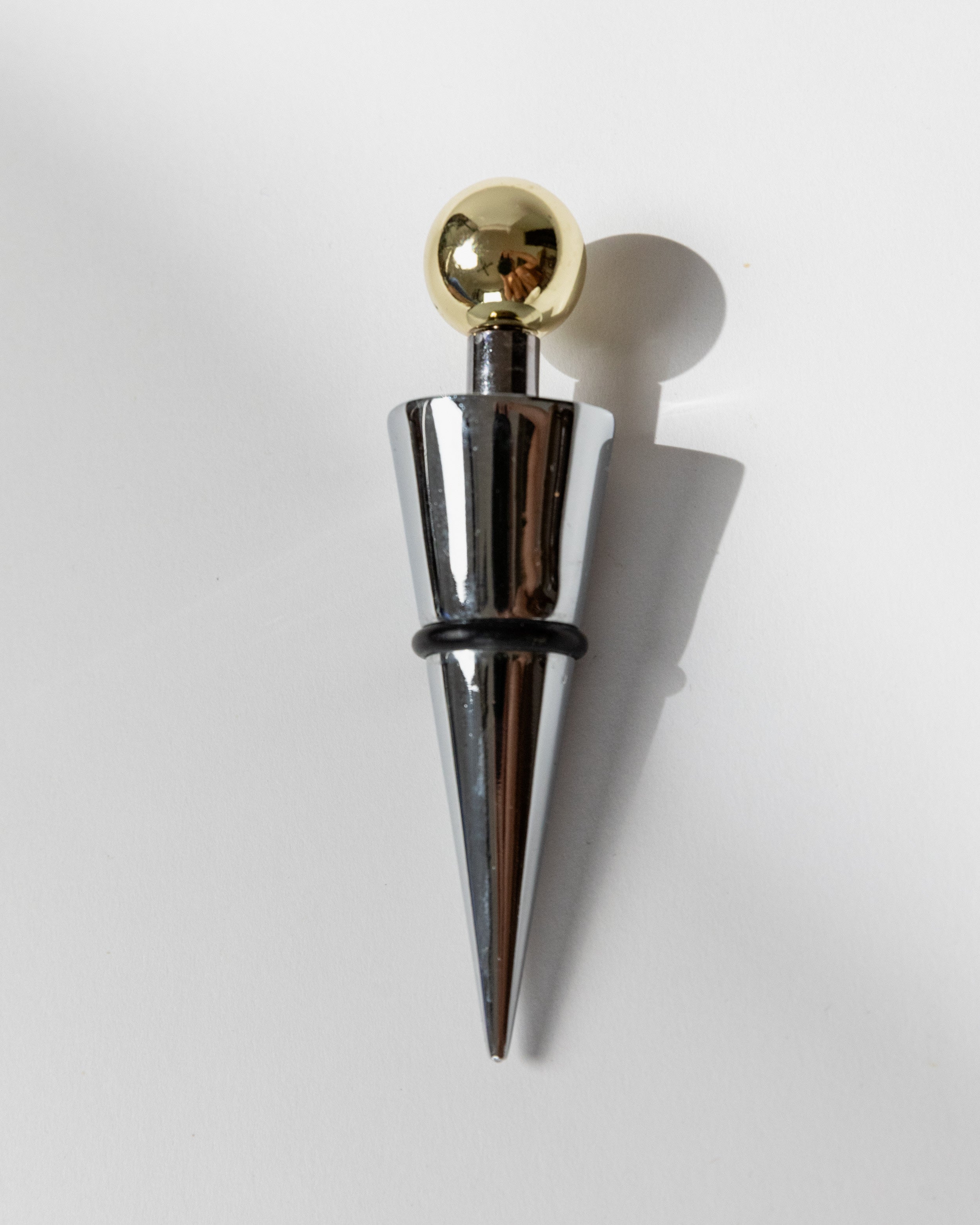 Set of 3 Bottle Stoppers Metal, Italy 80s