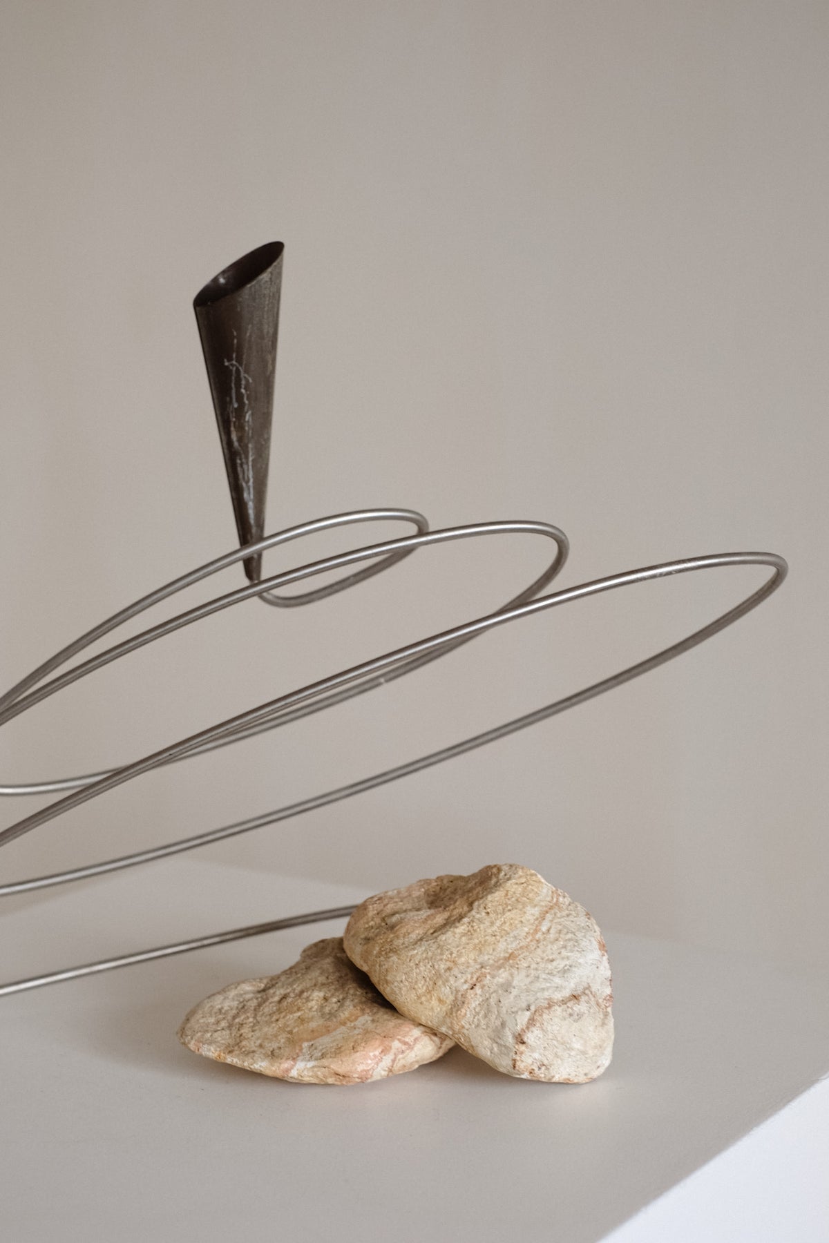 Sculptural Spiral Candle Holder with Stone Base — view 9
