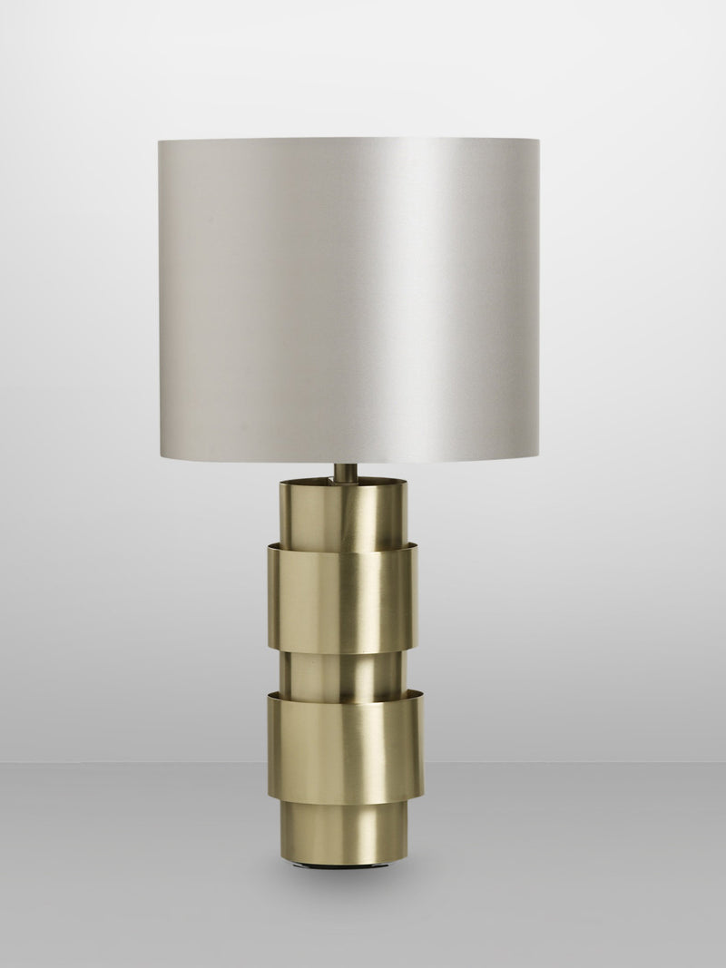 RING Table with Dove Grey Silk Shade by CTO Lighting | The Oblist — brass base, modern design