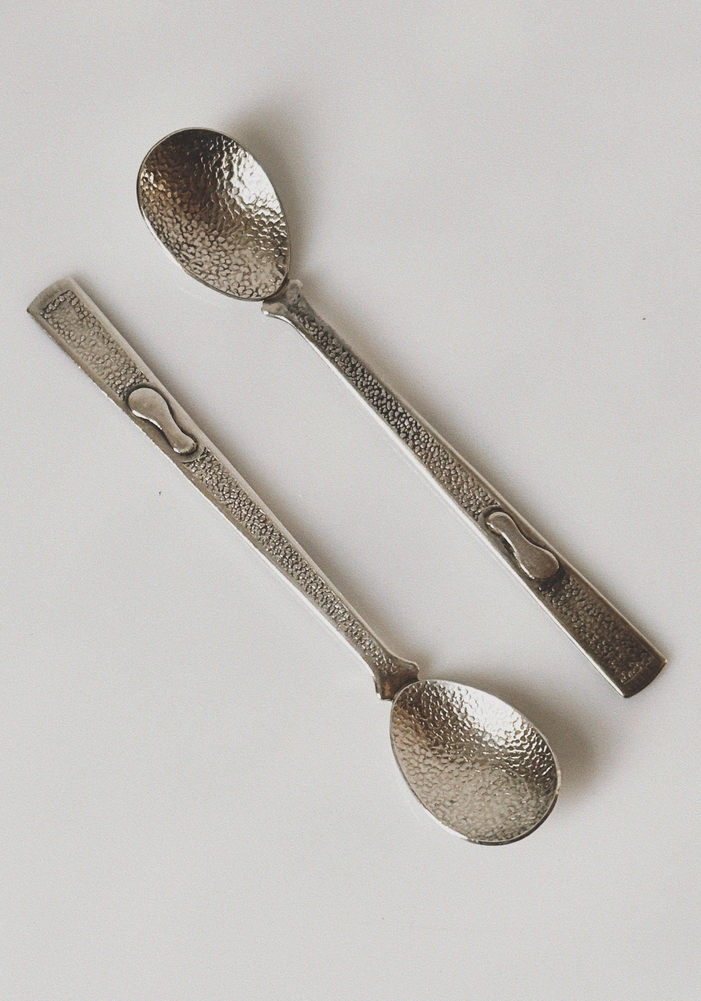 Mid Century Silver Spoon Set of 6, Poland — detail view