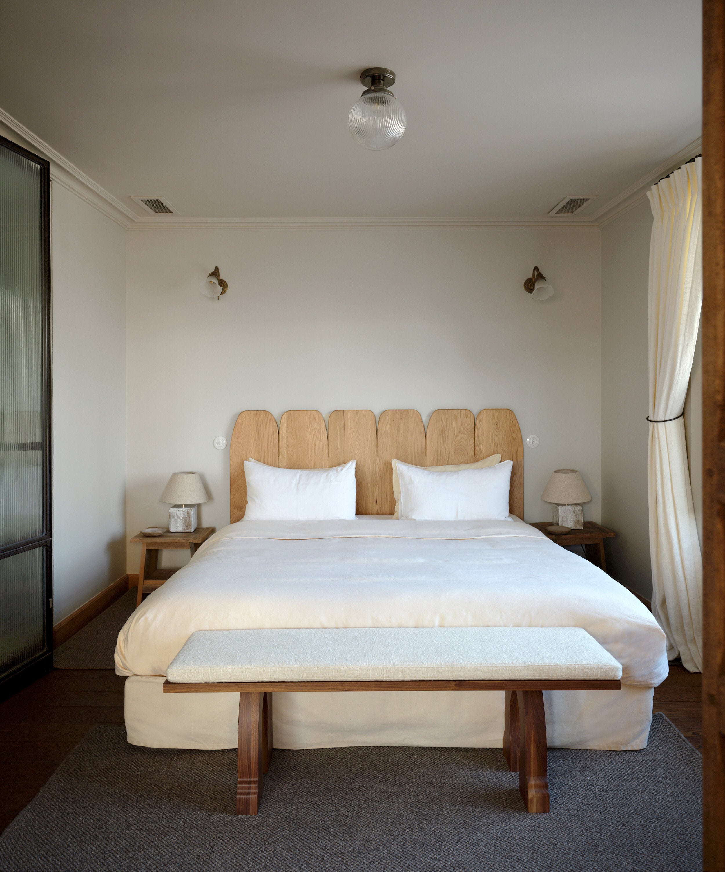 Arouca Table Light Jade — styled on bedside table in modern bedroom