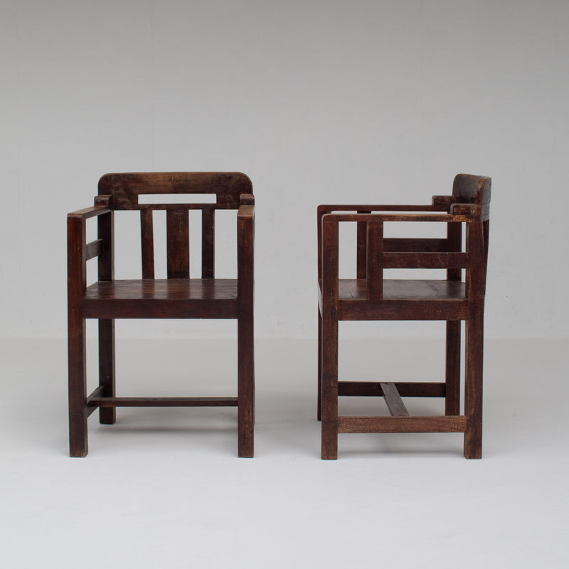 Pair of Art Deco Armchairs with Sculptural Frame — detail view