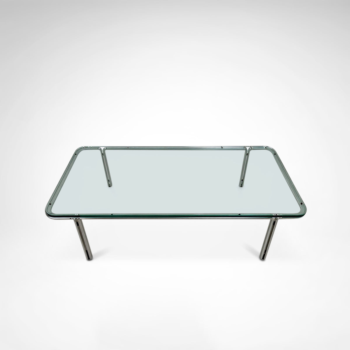 T112 Steel and Glass Coffee Table by Horst Brüning for Kill International, 1970s — in context