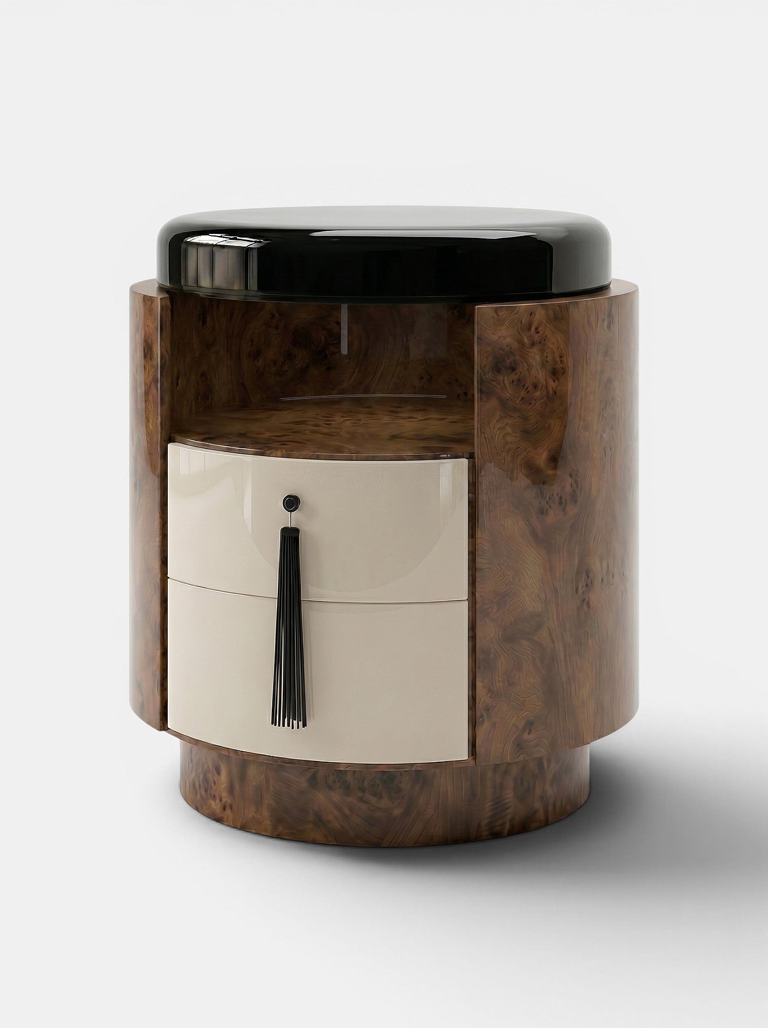  Pompon Dark Burl Wood Off-White And Black — detail view