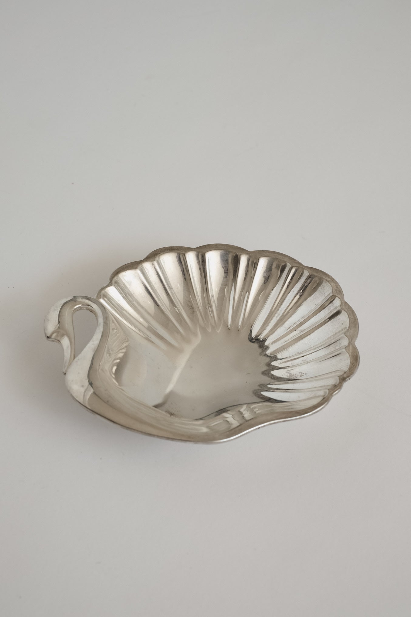 Vintage Silver-Plated Swan Shell Dish — detail view