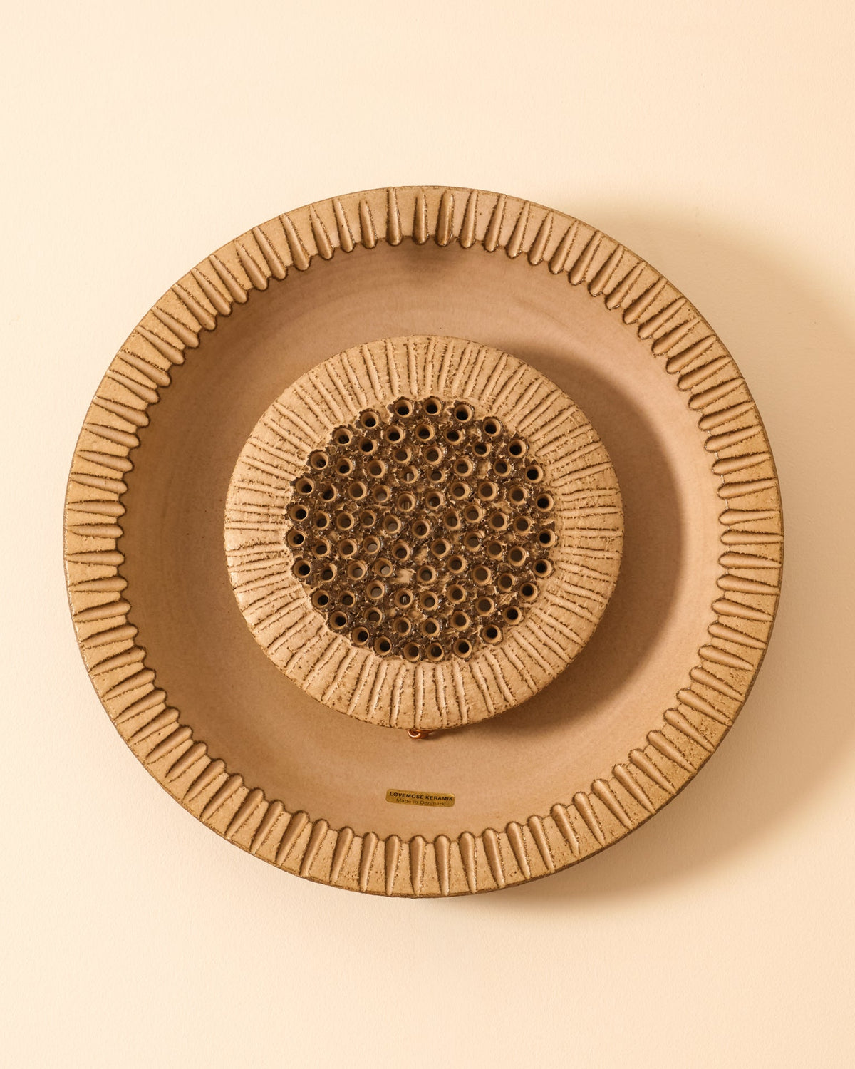 Large Danish Ceramic Wall Sconce by Lovemose — detail view