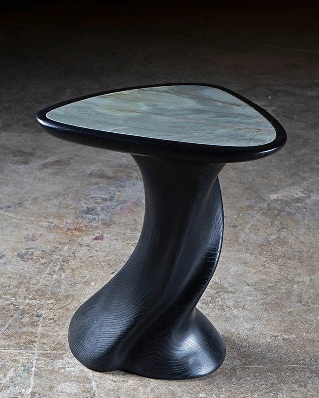 Abbi Side Table in Ebony Stain on Ash wood with Marble Top by Amorph | The Oblist — modern design, marble top