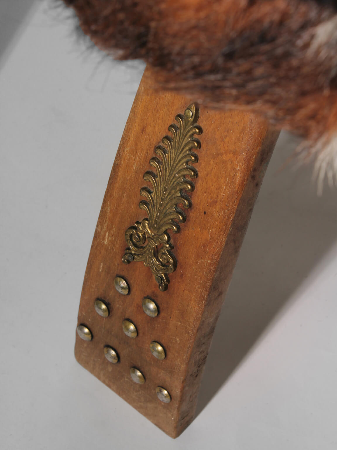 Cowhide Camel Saddle Stool — side angle